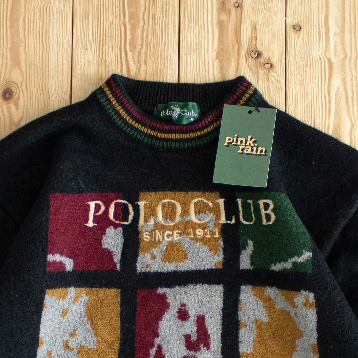 (XS/S) Polo Club Vintage Embroidered Sweater Black