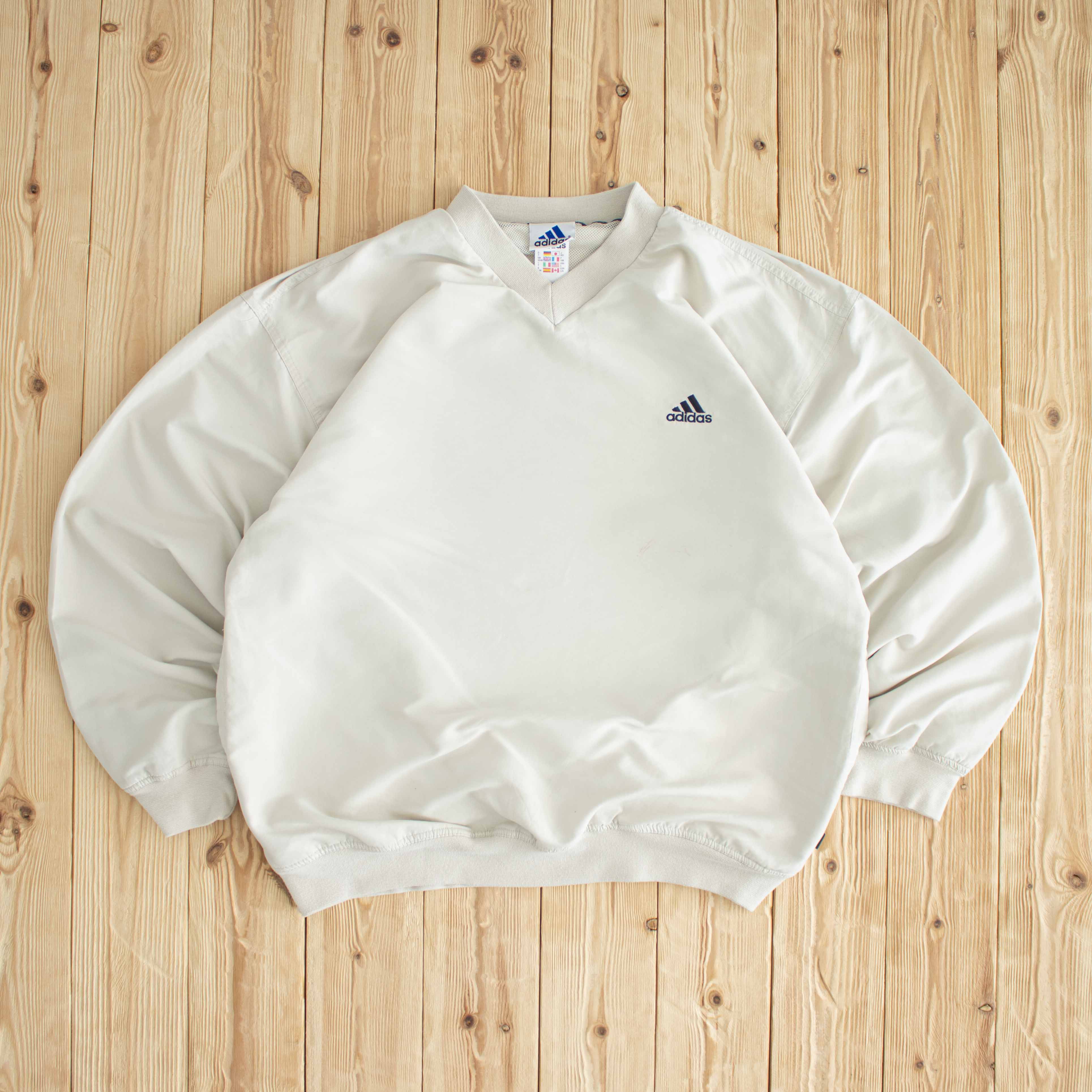 (XL) Adidas Vintage Essential Embroidered Sweatshirt/Windbreaker Beige