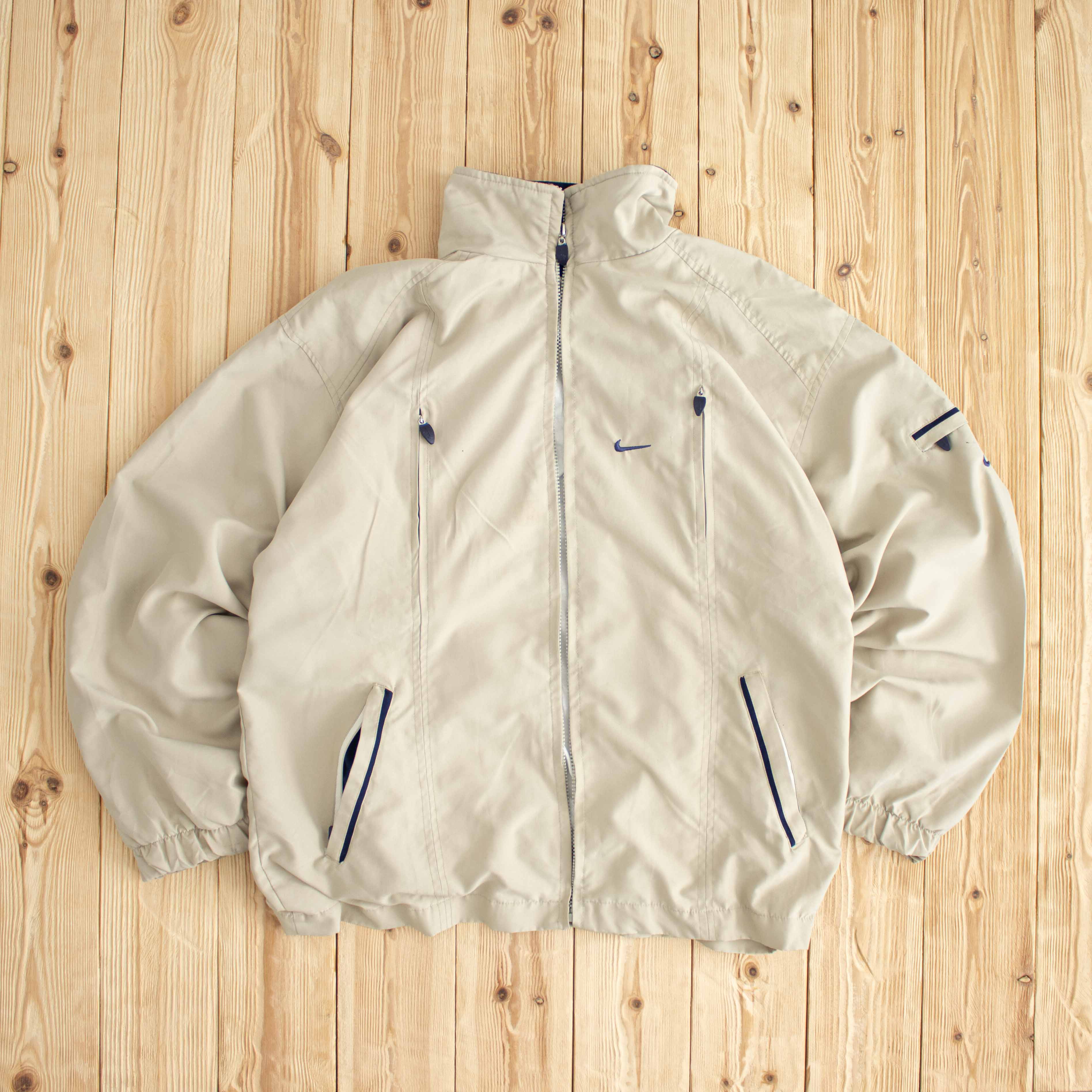 (L) Nike Swoosh Vintage Embroidered Jacket Beige