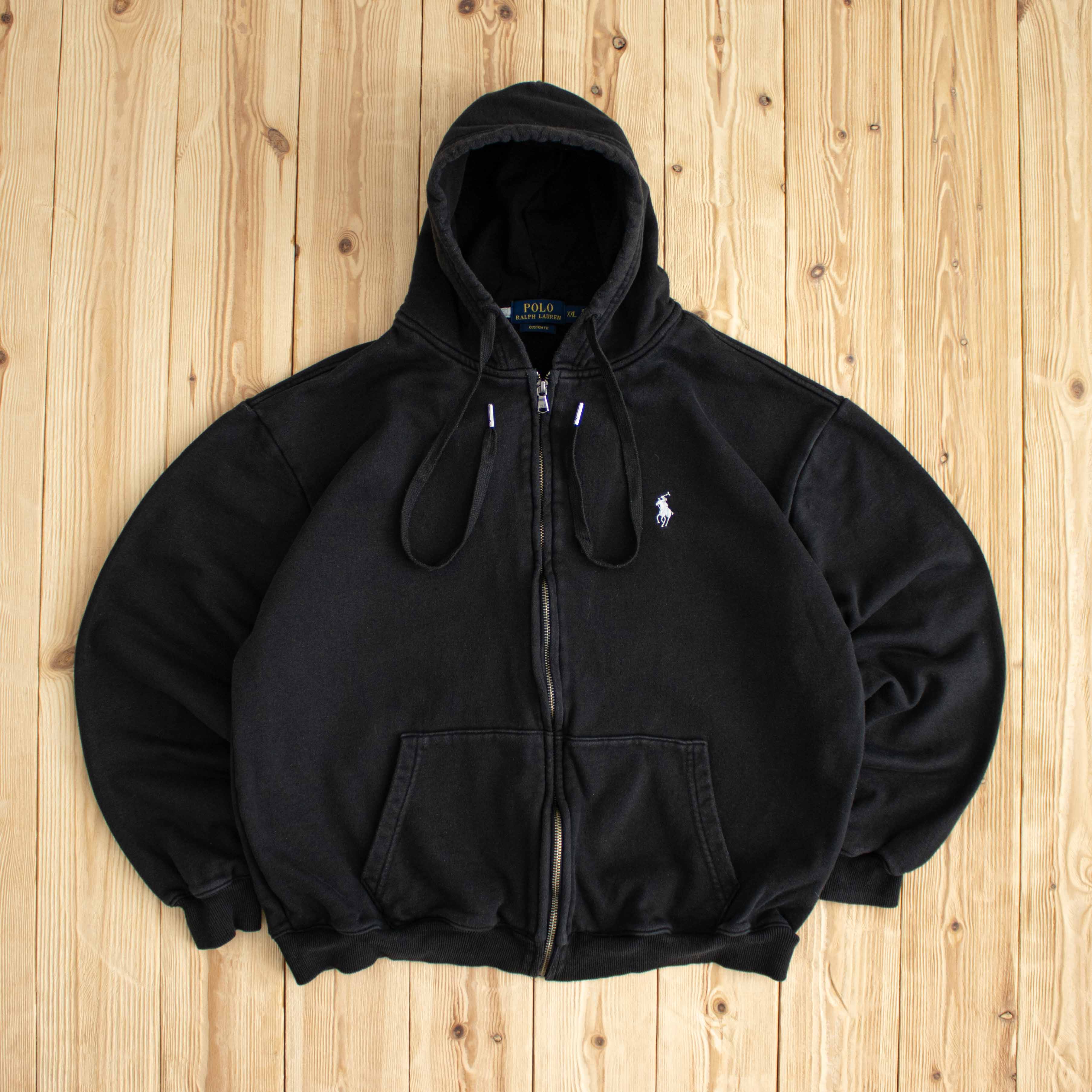 (M) Polo Ralph Lauren Vintage Embroidered Full-Zip Hoodie Black