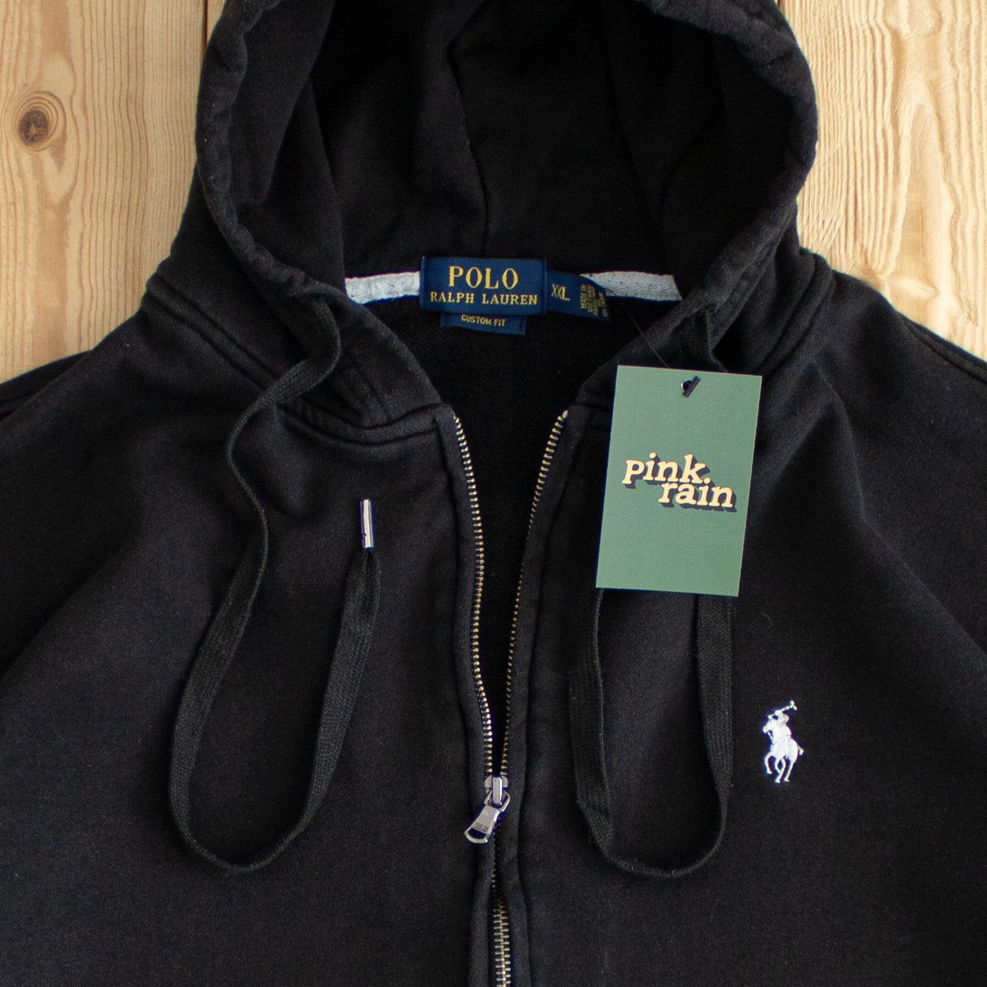 (M) Polo Ralph Lauren Vintage Embroidered Full-Zip Hoodie Black