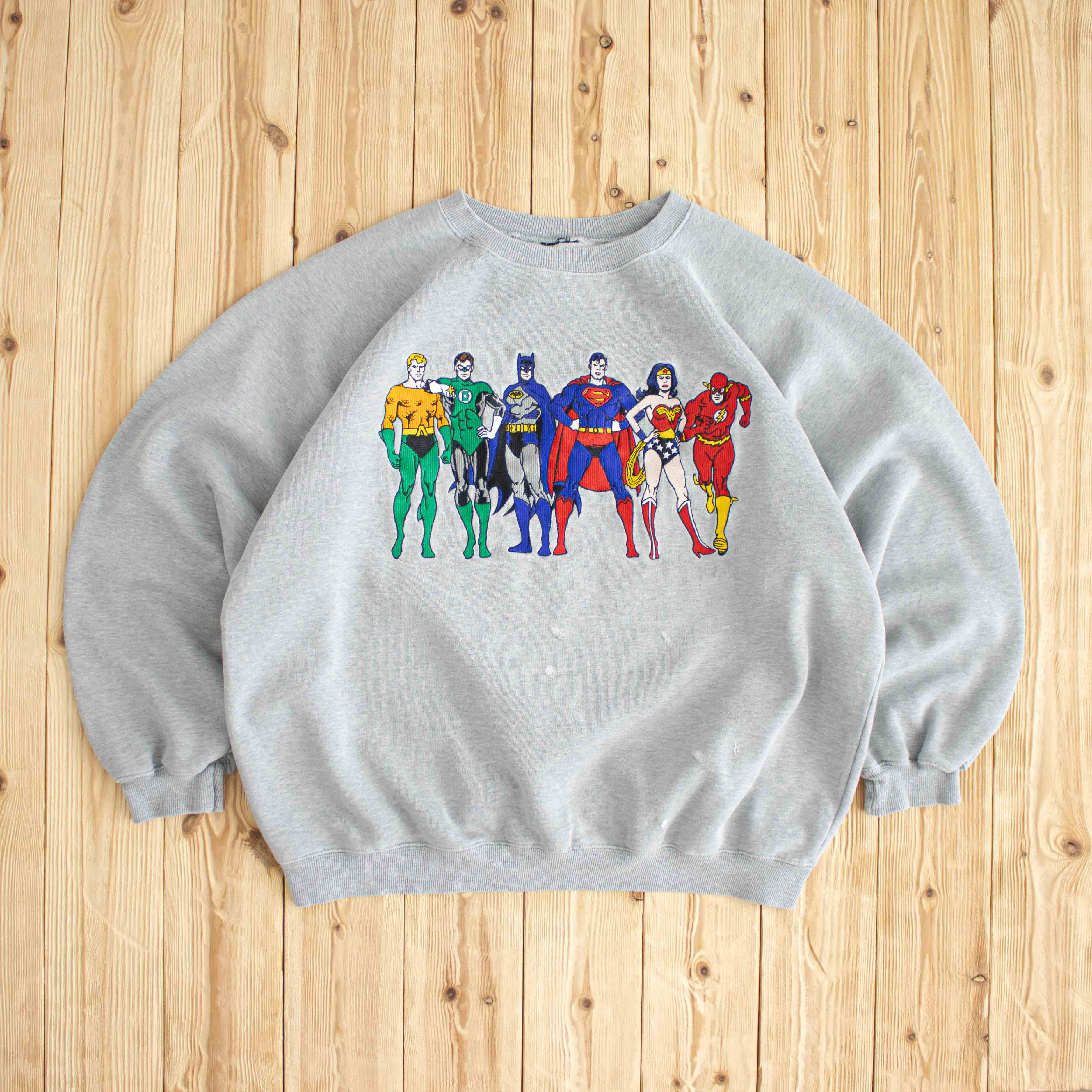 (M/L) Marvel Justice League America Vintage Embroidered Sweatshirt Gray