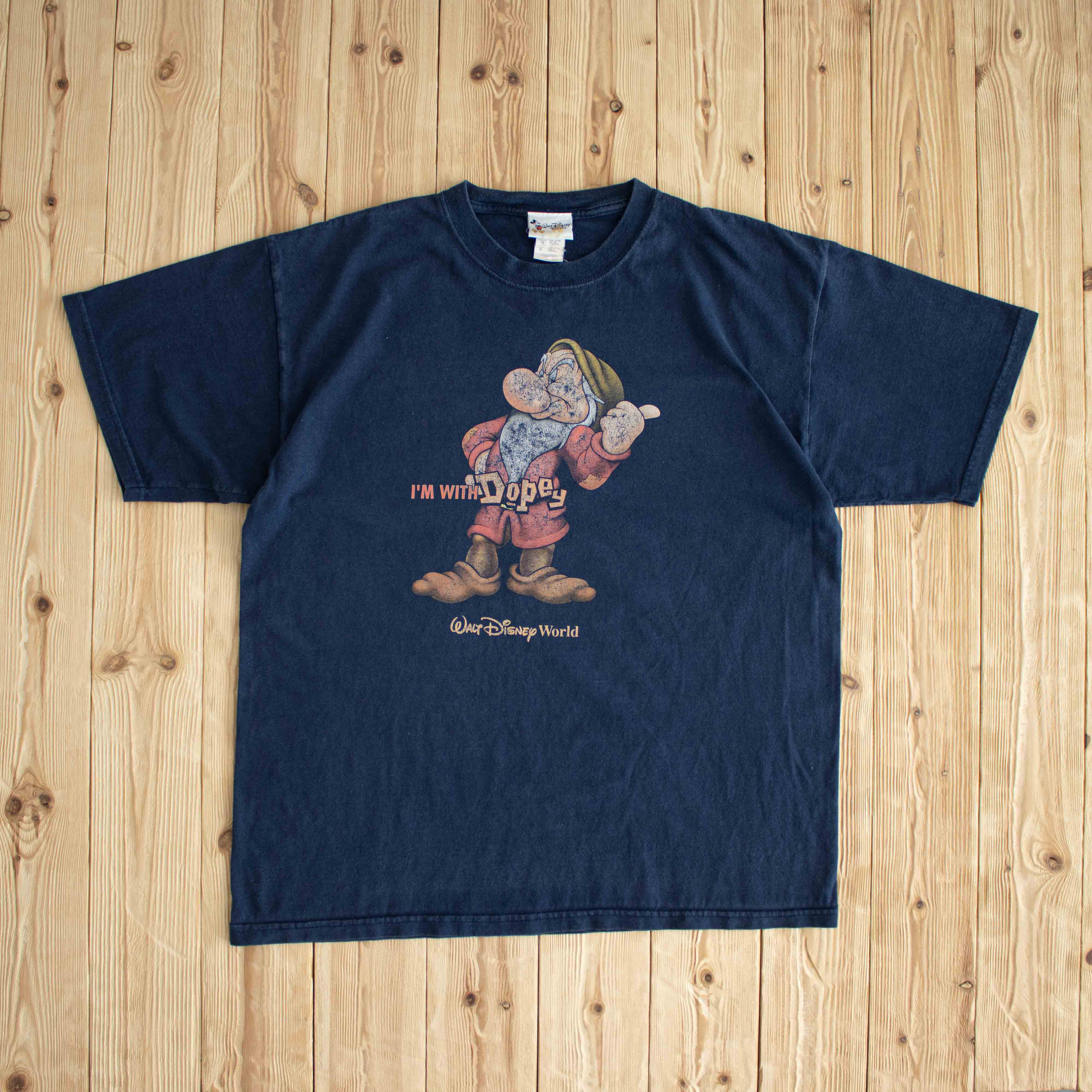 (L/XL) Disney 'I'm With Dopey' Vintage T-Shirt Blue