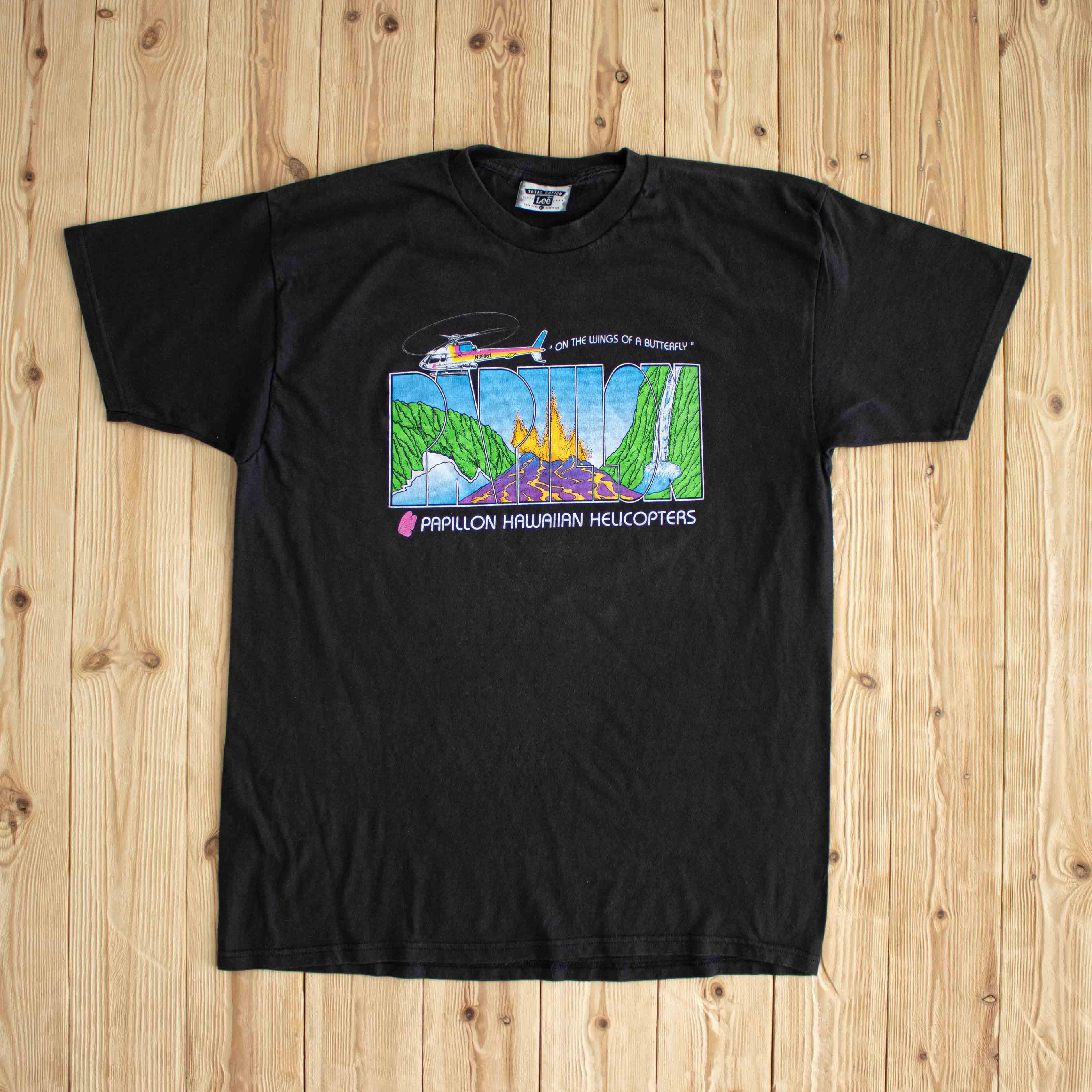 (L) Lee Papillon Hawaiian Helicopters Vintage T-Shirt Black