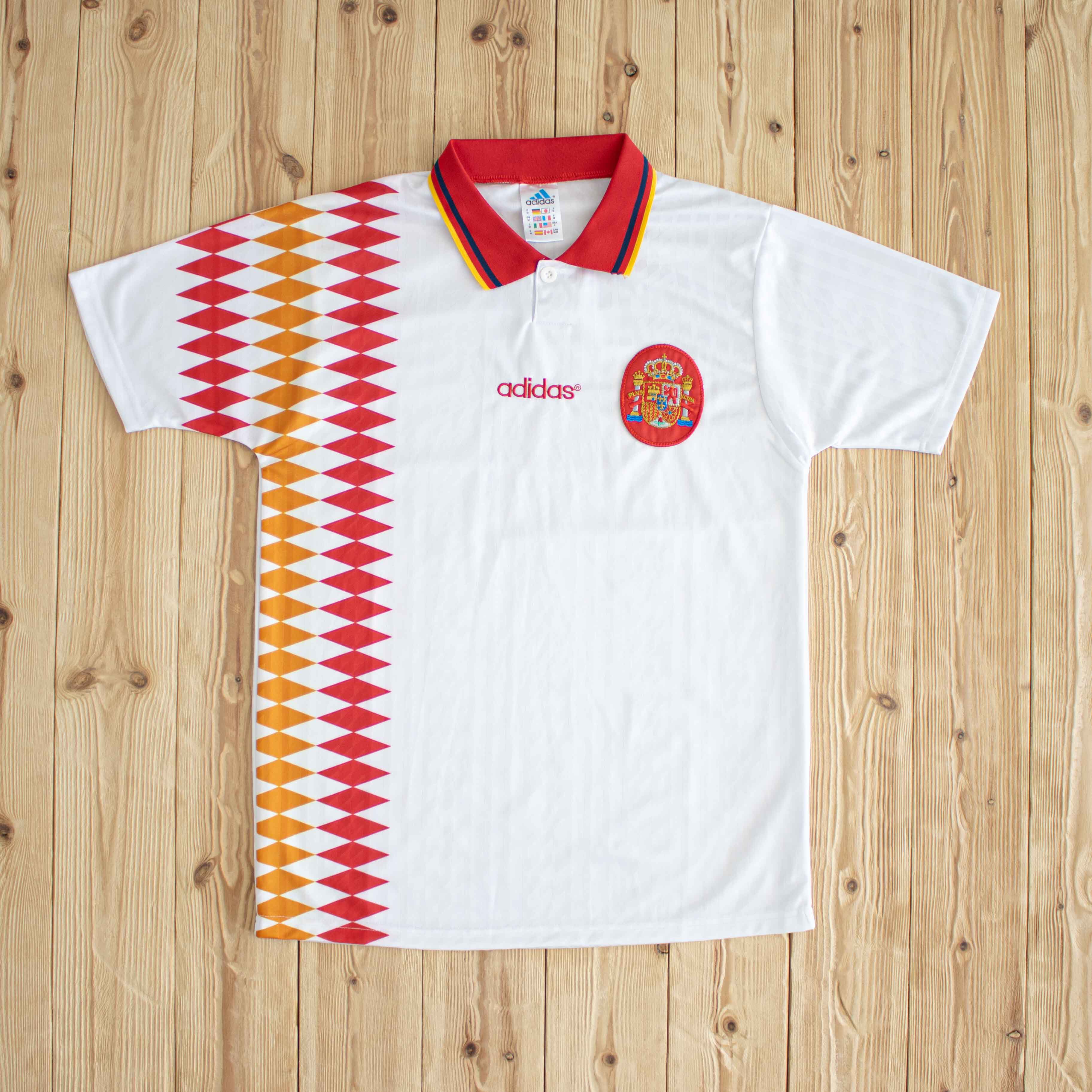 (S/M) 1994 Adidas Spain Vintage Embroidered Button Up Jersey White