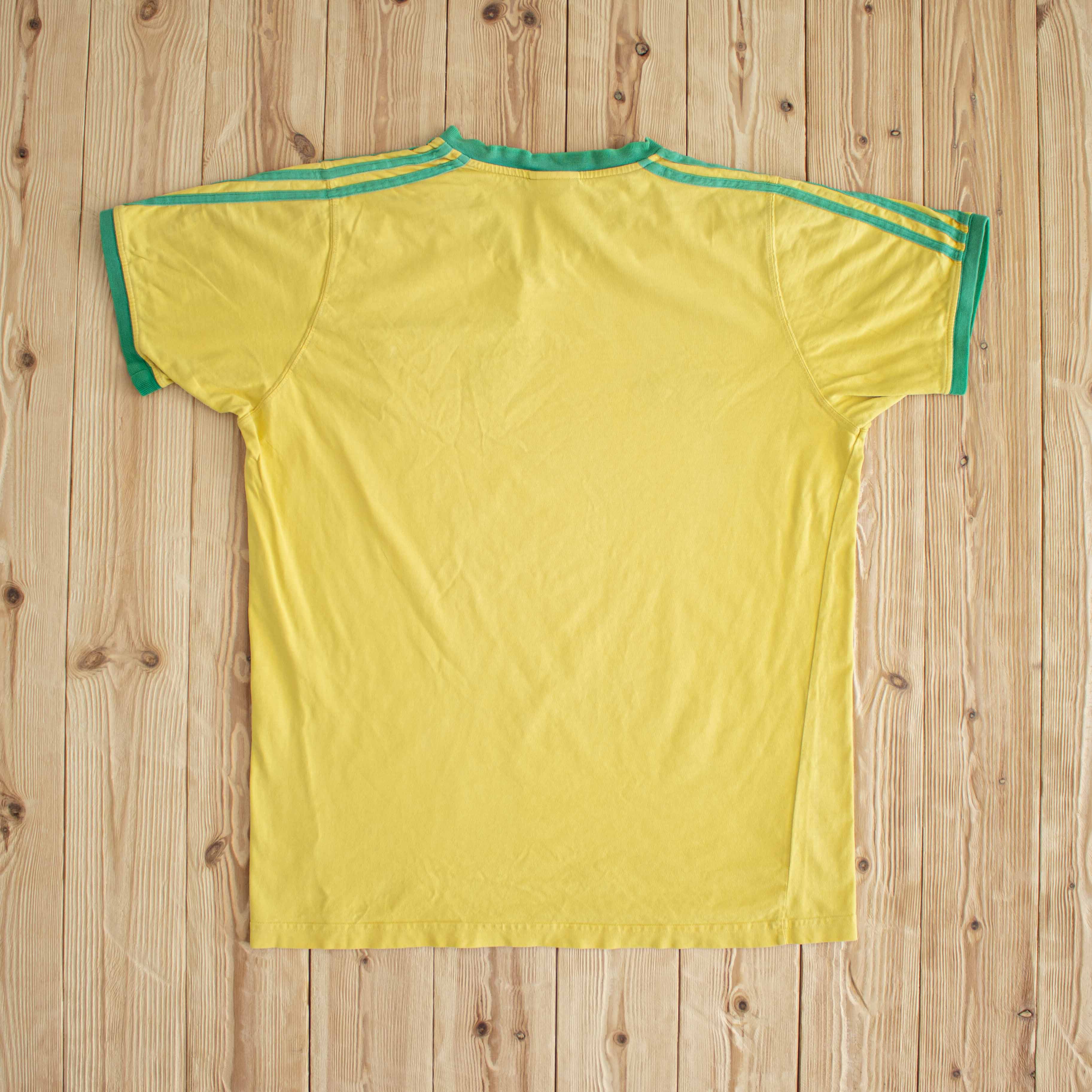 (L) 1998 Adidas Brazil Vintage Embroidered T-Shirt Yellow