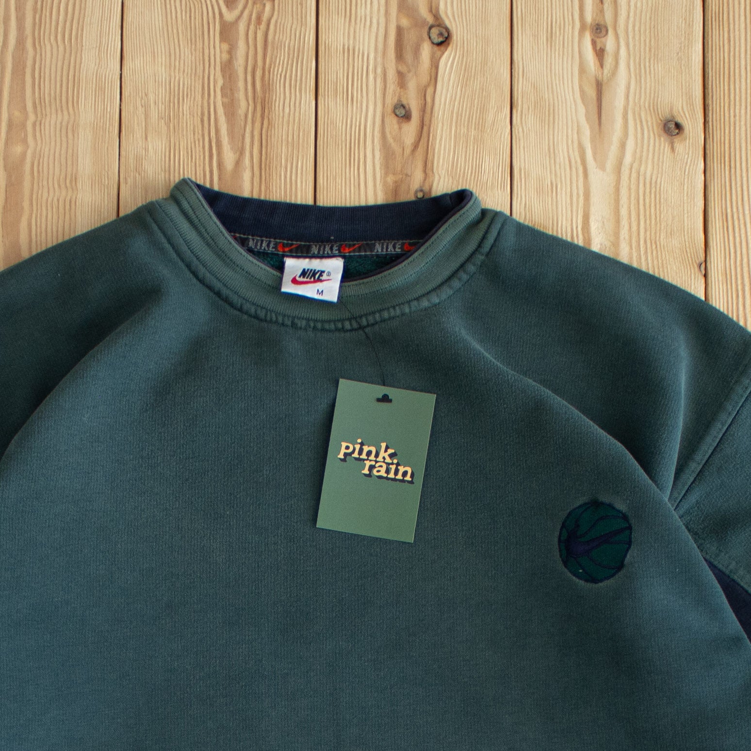 (S/M) Nike Basketball Vintage Embroidered Sweatshirt Green