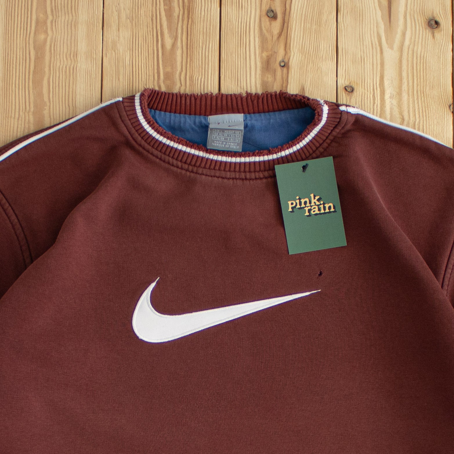 (L) Nike Swoosh Vintage Embroidered Sweatshirt Brown