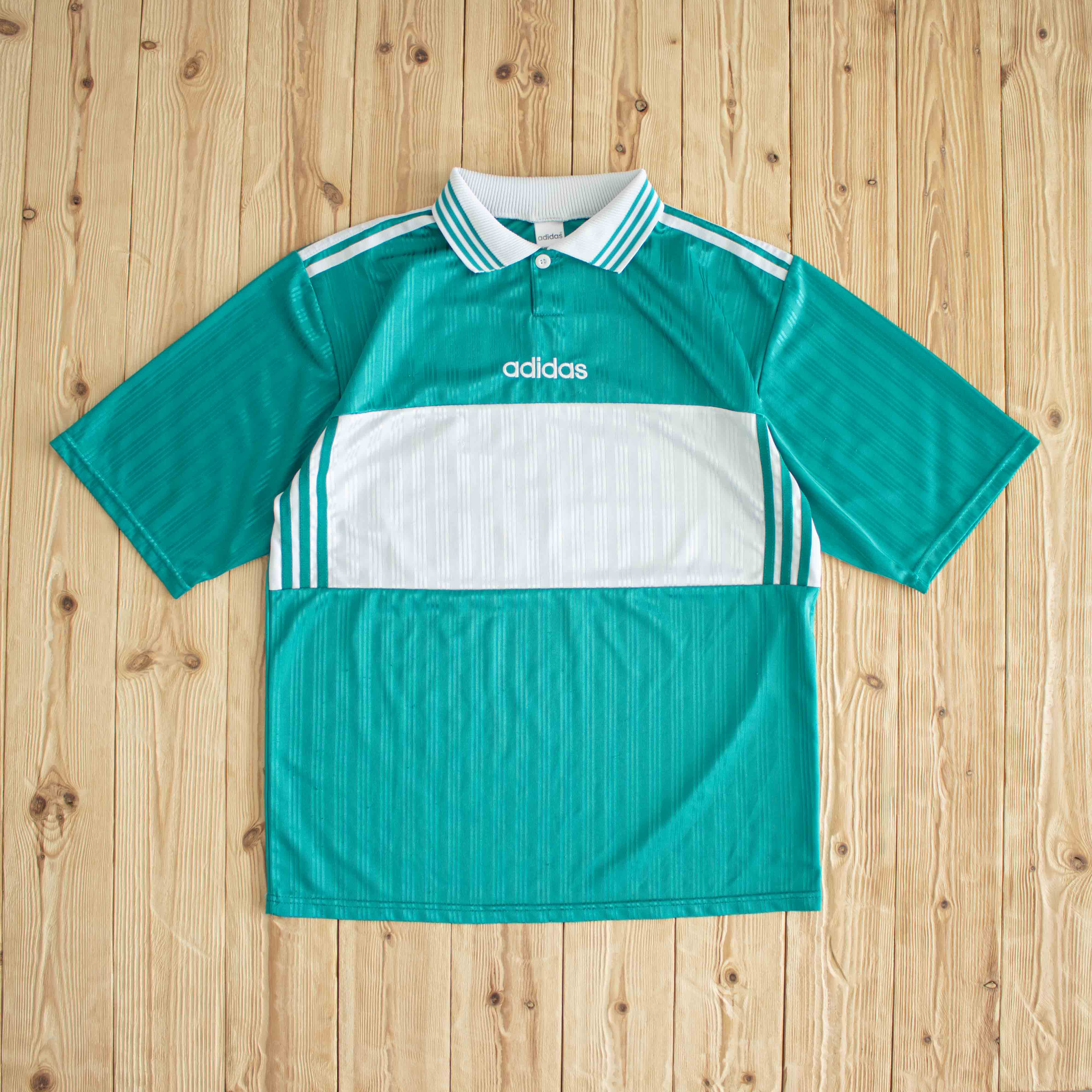 (L) Adidas Mini #18 Vintage Embroidered Jersey Blue/Green