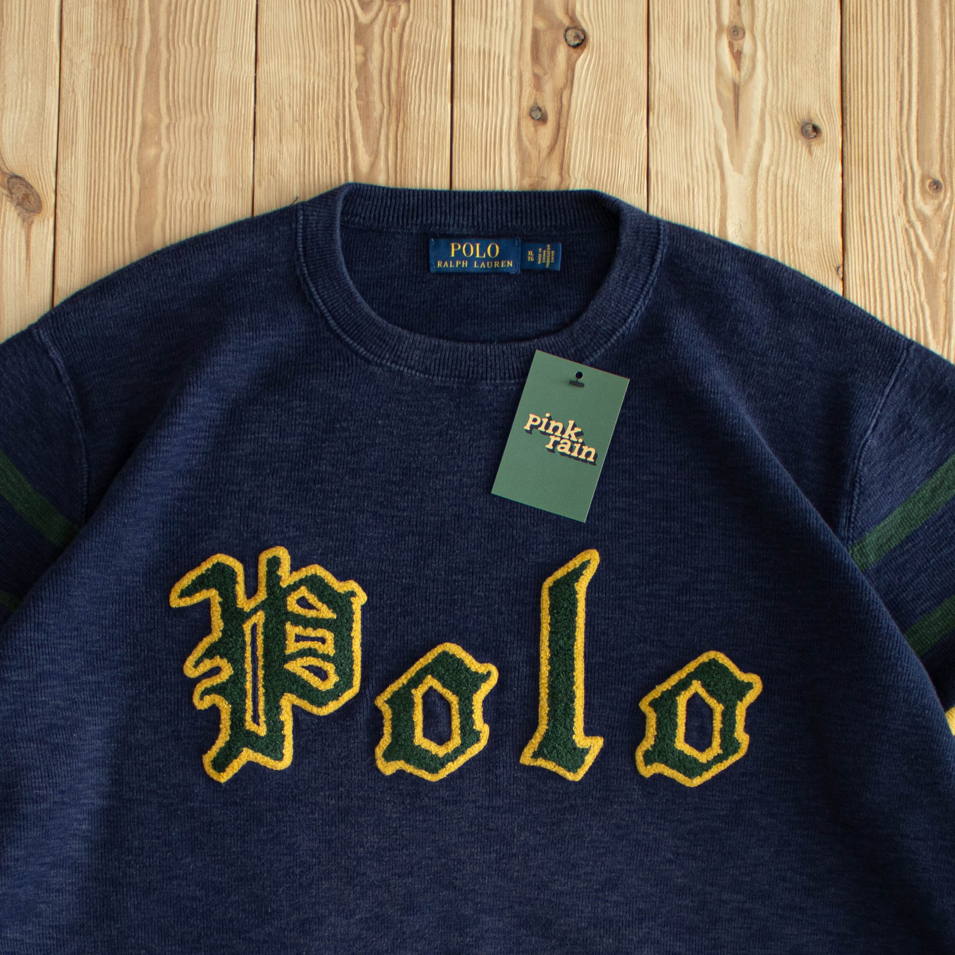 (L) Polo Ralph Lauren Vintage Fluffy Embroidered Sweater Blue