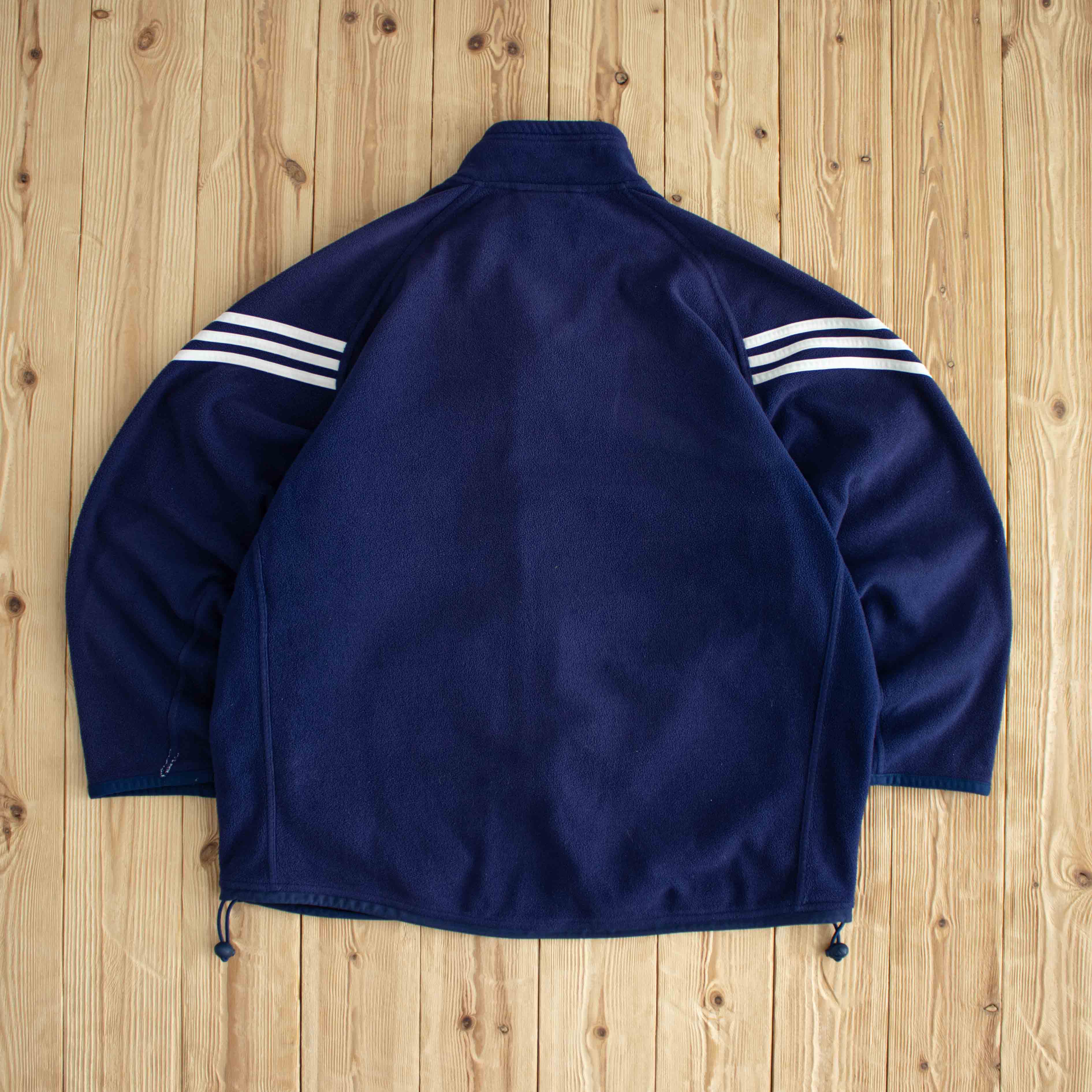 (M/L) Adidas Vintage Embroidered Full-Zip Sweatshirt Blue