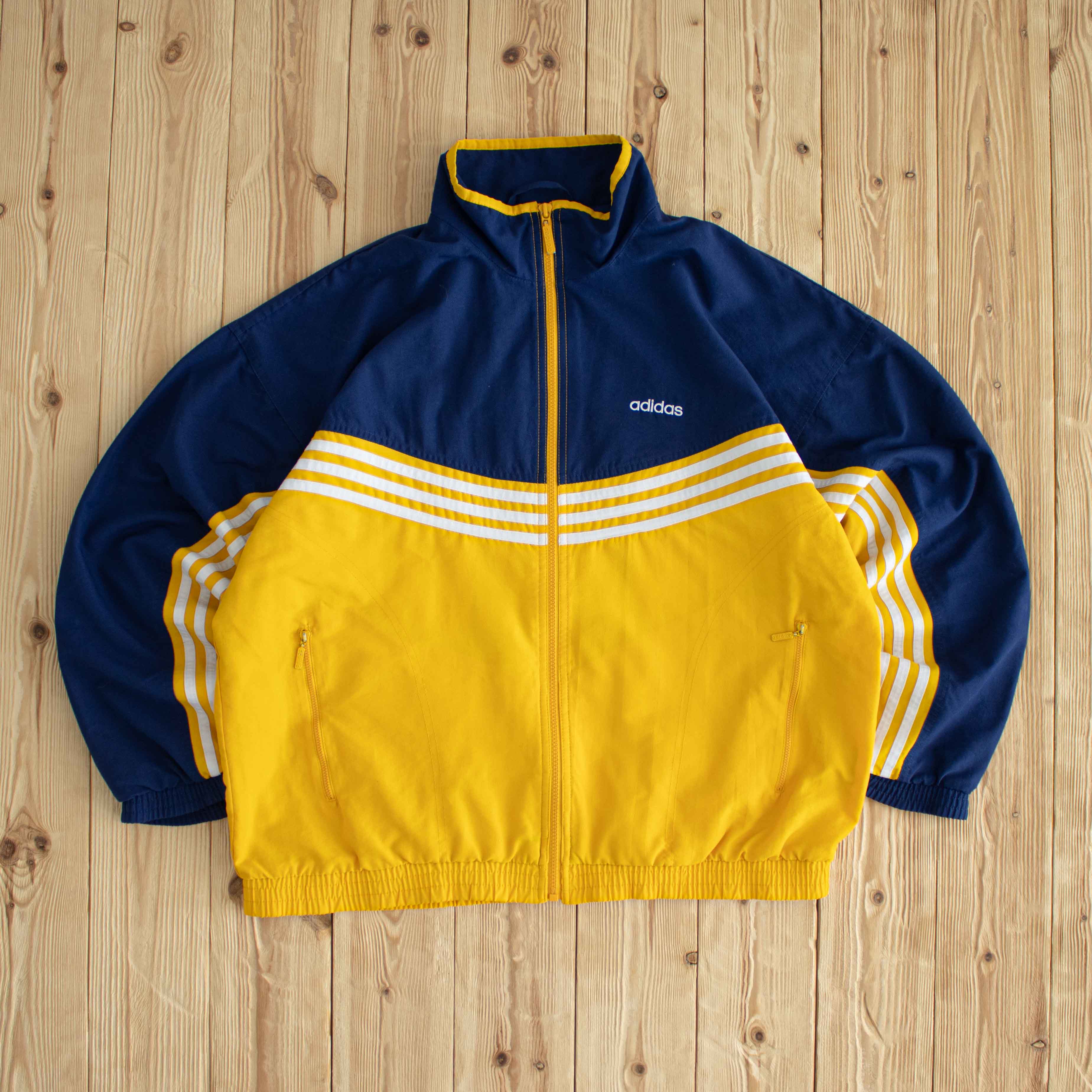 (M) Adidas Vintage Embroidered Jacket Yellow/Blue