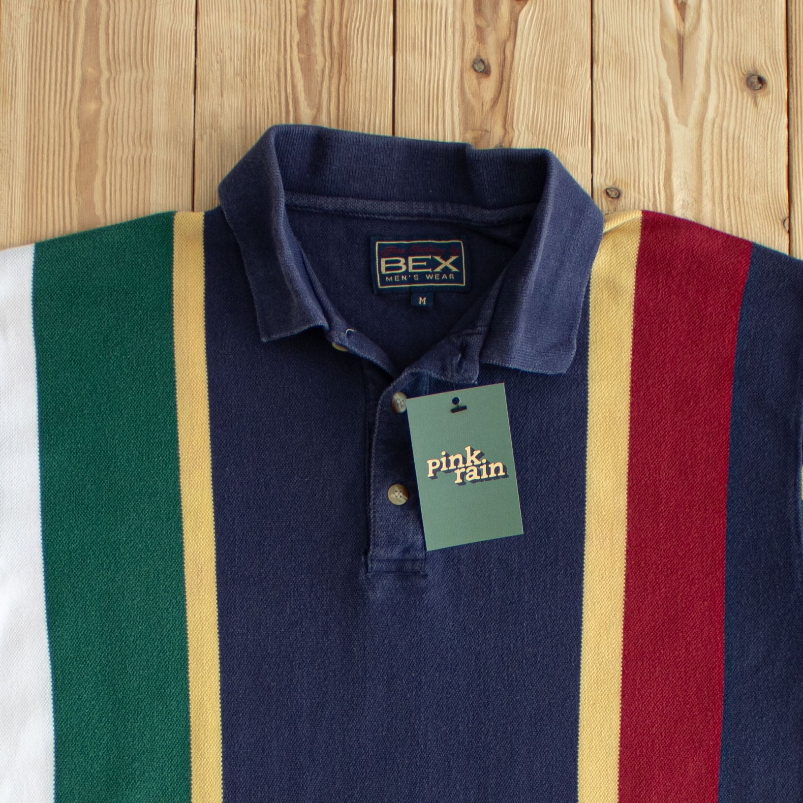 (M) Bex Vintage Button Up Polo Blue
