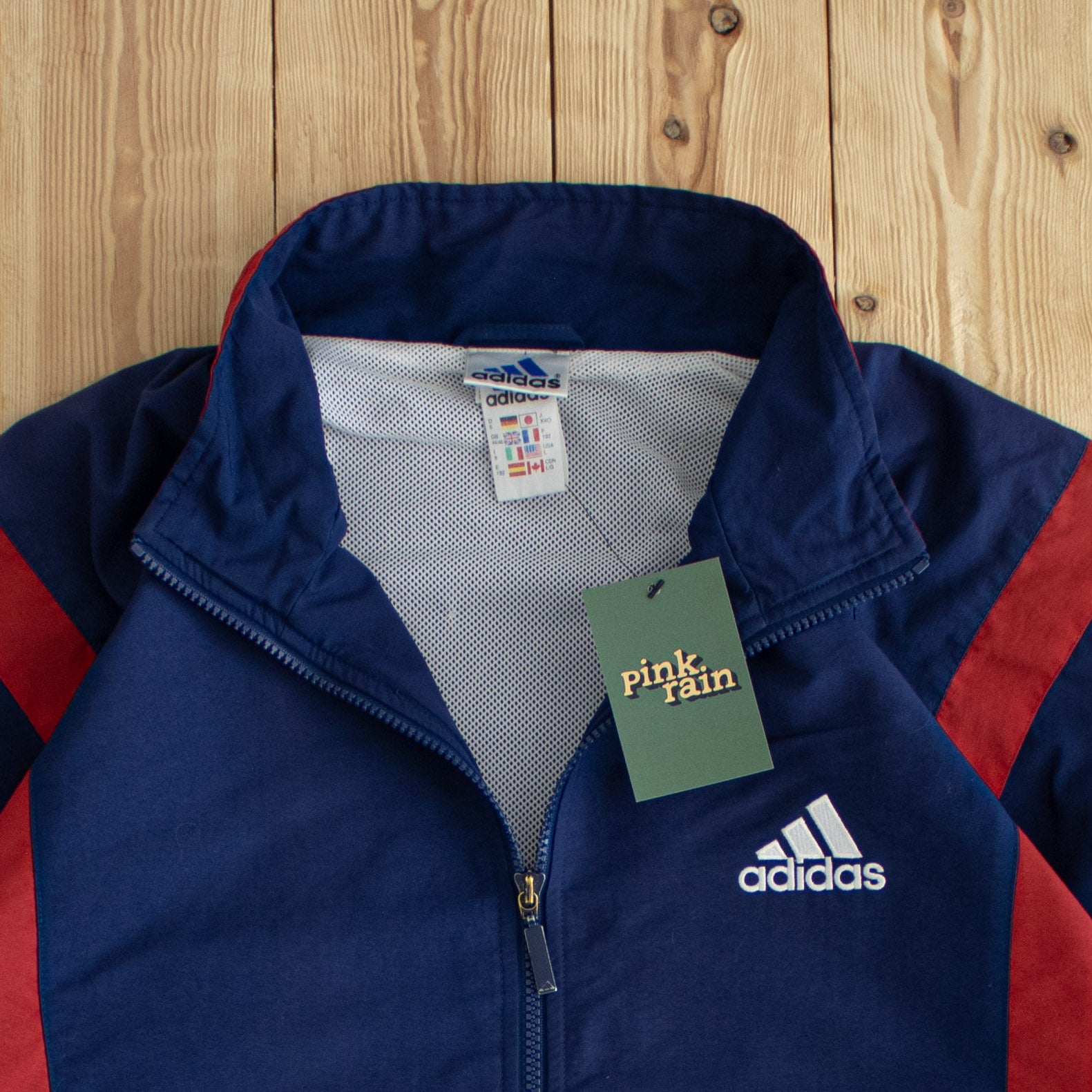 (L/XL) Adidas Vintage Embroidered Jacket Blue