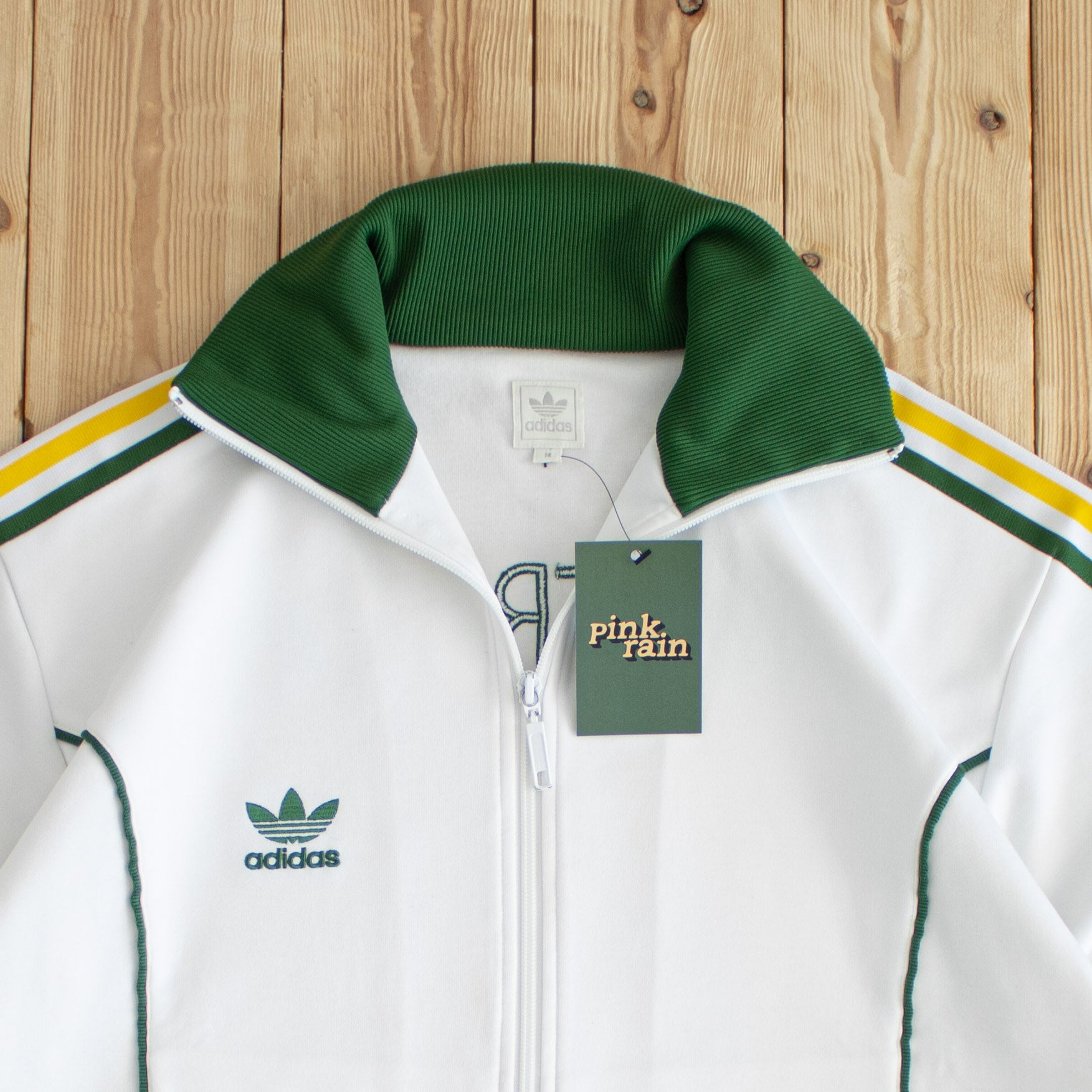 (M) Adidas Australia Vintage Embroidered Full-Zip Sweatshirt White