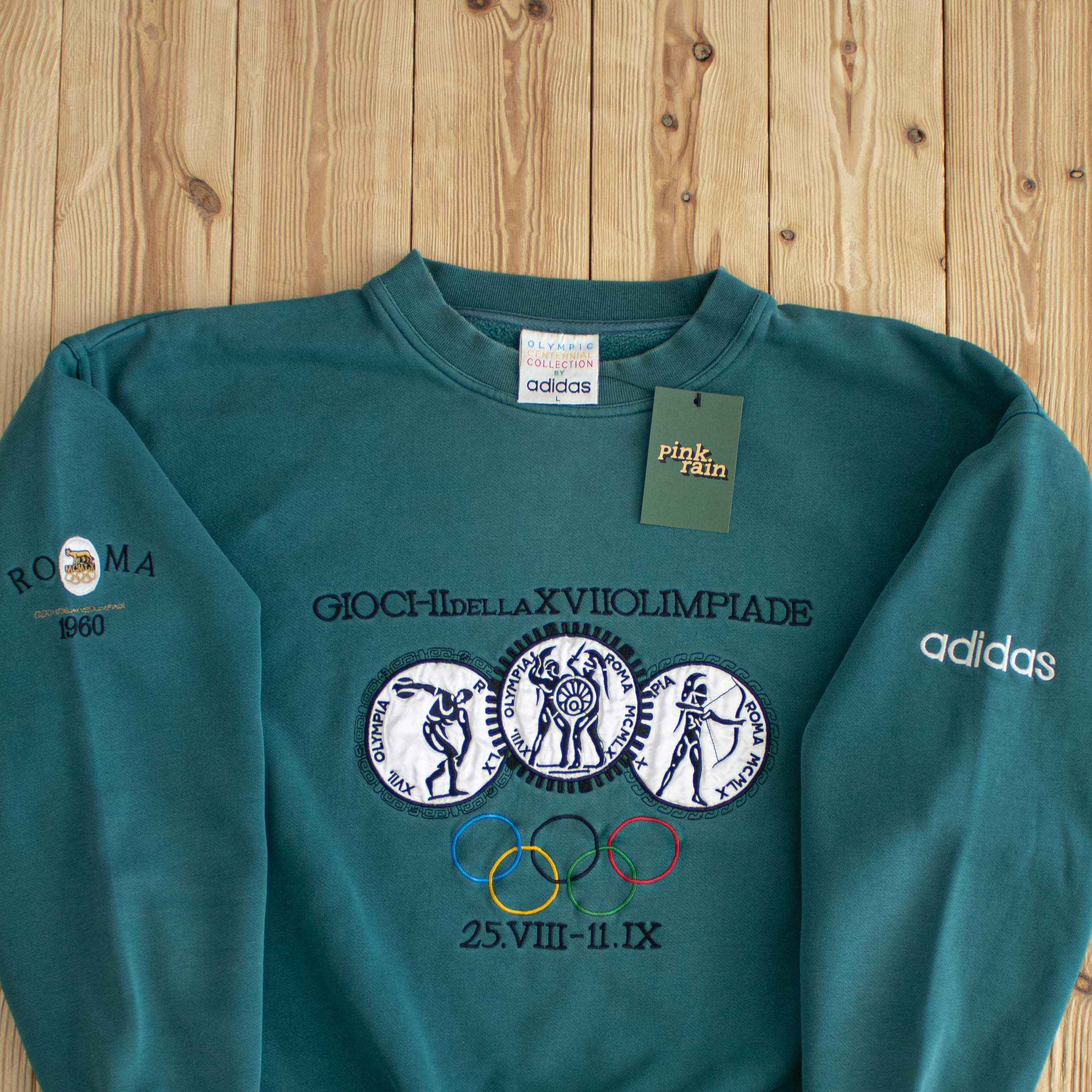 (M) Adidas Olympic 1960 Roma Giochi Delia XVII Olimpiade Vintage Embroidered Sweatshirt Green