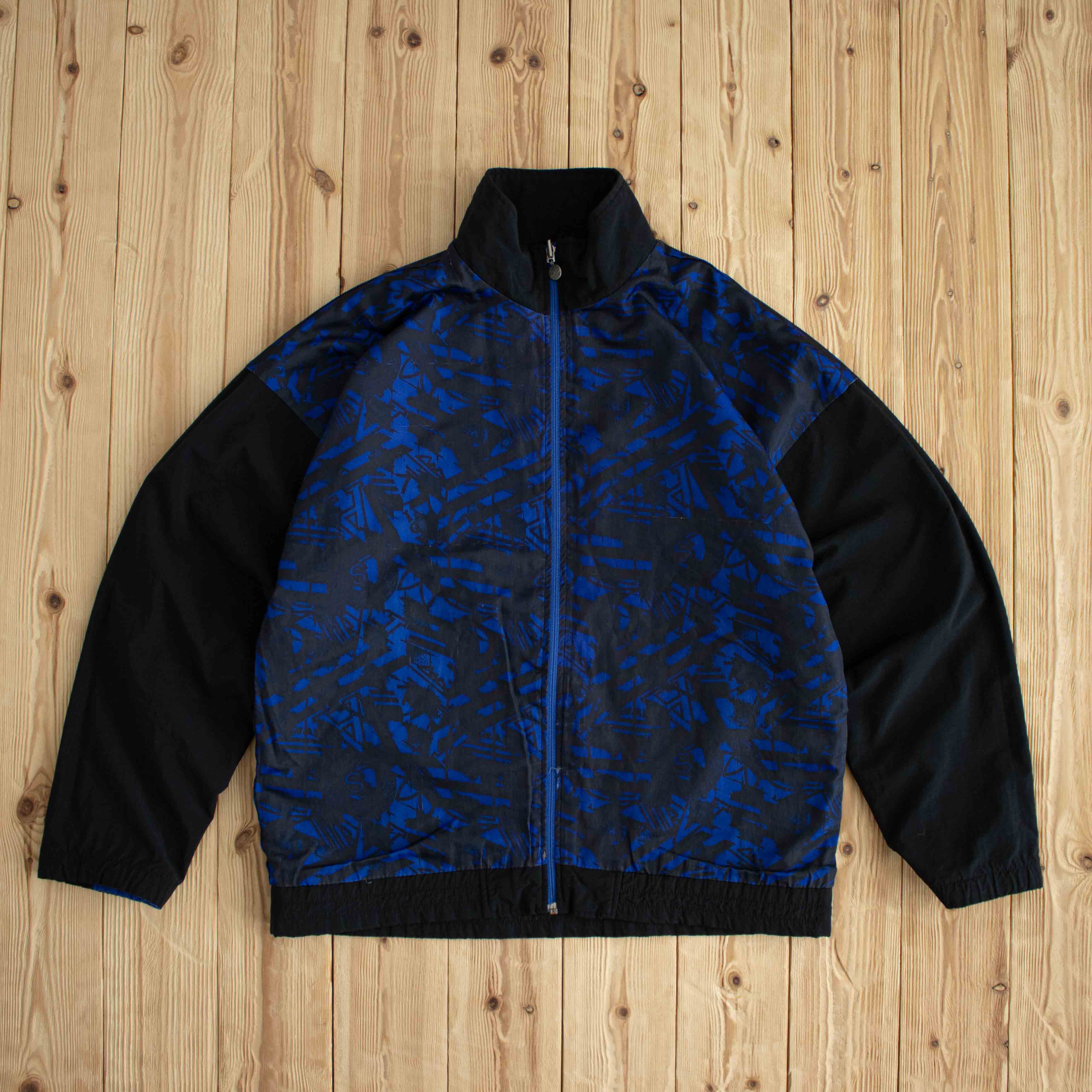 (M/L) Adidas Reversible Vintage Embroidered Jacket Blue/Black