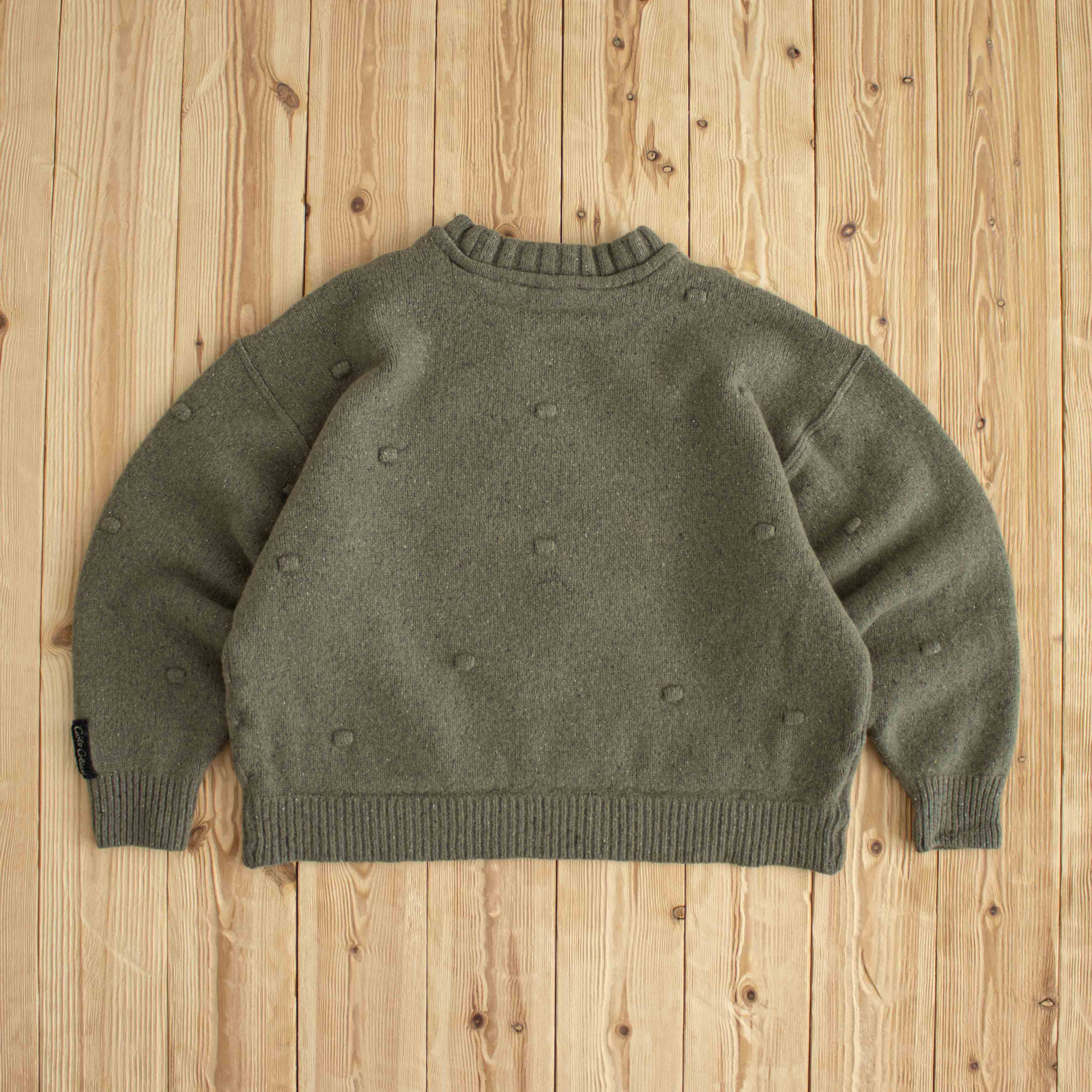 (S) Carlo Colucci Vintage Flowers Embroidered Sweater Khaki