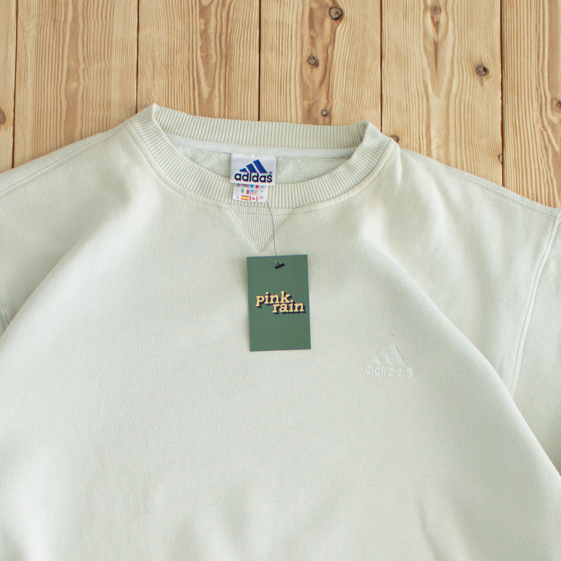 (XL) Adidas Vintage Essential Embroidered Sweatshirt Beige