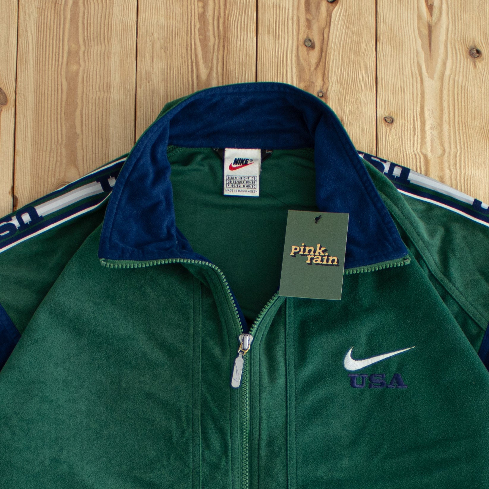 (M) Nike USA Vintage Embroidered Full-Zip Sweatshirt Green
