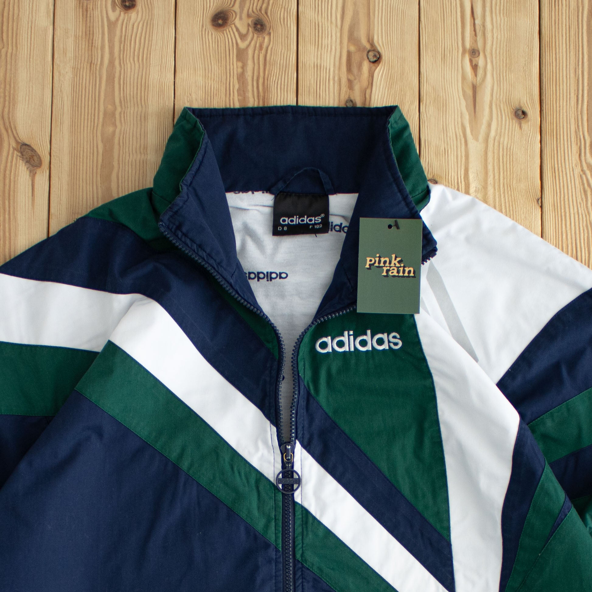 (L/XL) Adidas Vintage Embroidered Jacket Green/Blue