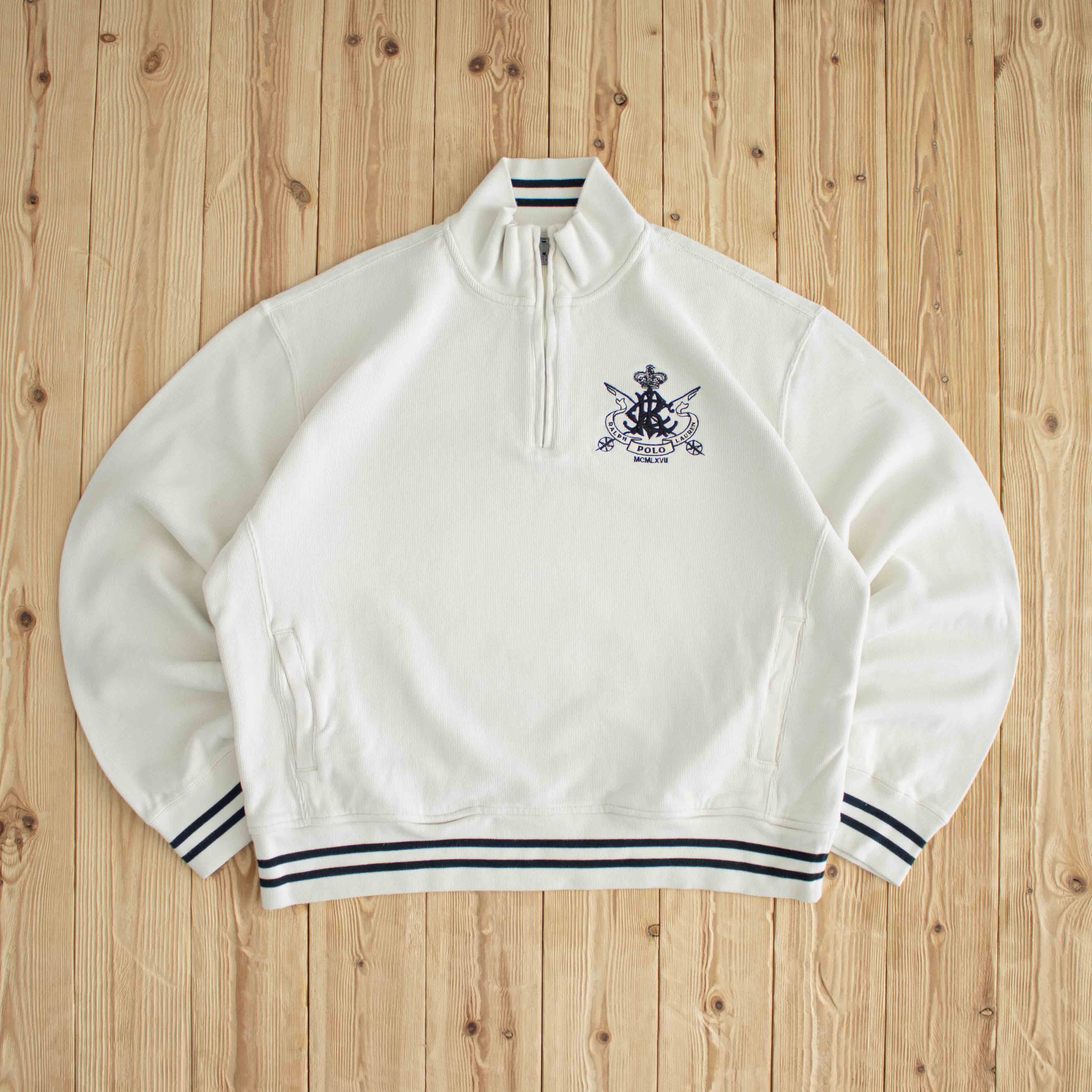 (L/XL) Polo Ralph Lauren Vintage Embroidered Sweatshirt Beige