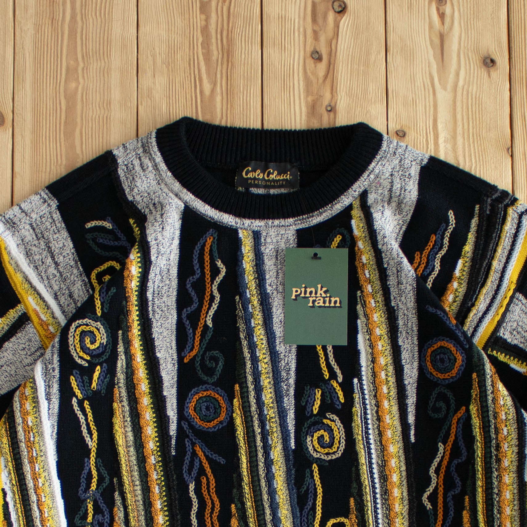 (L) Carlo Colucci Vintage Sweater Black/Orange/Yellow