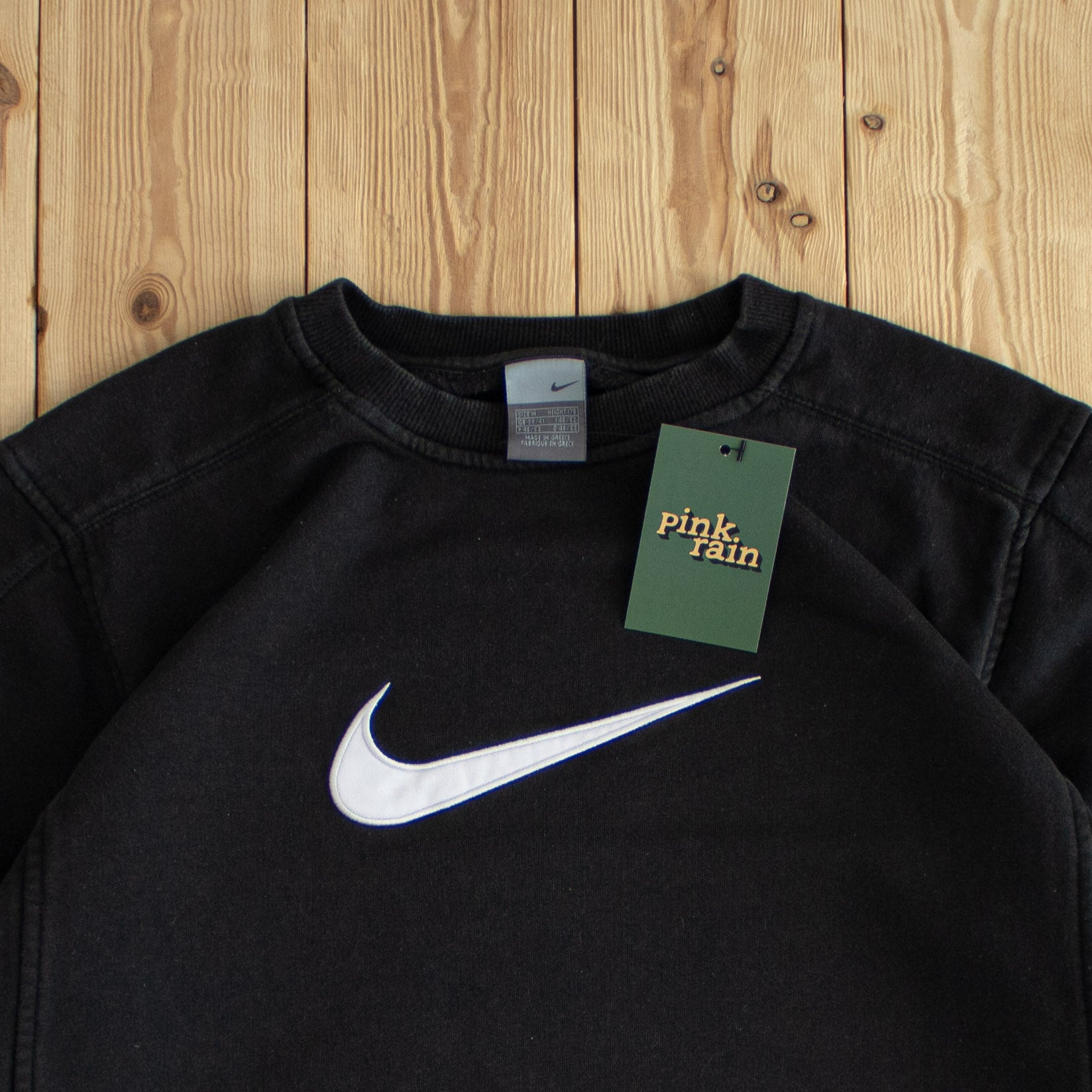 (S) Nike Swoosh Vintage Embroidered Sweatshirt Black