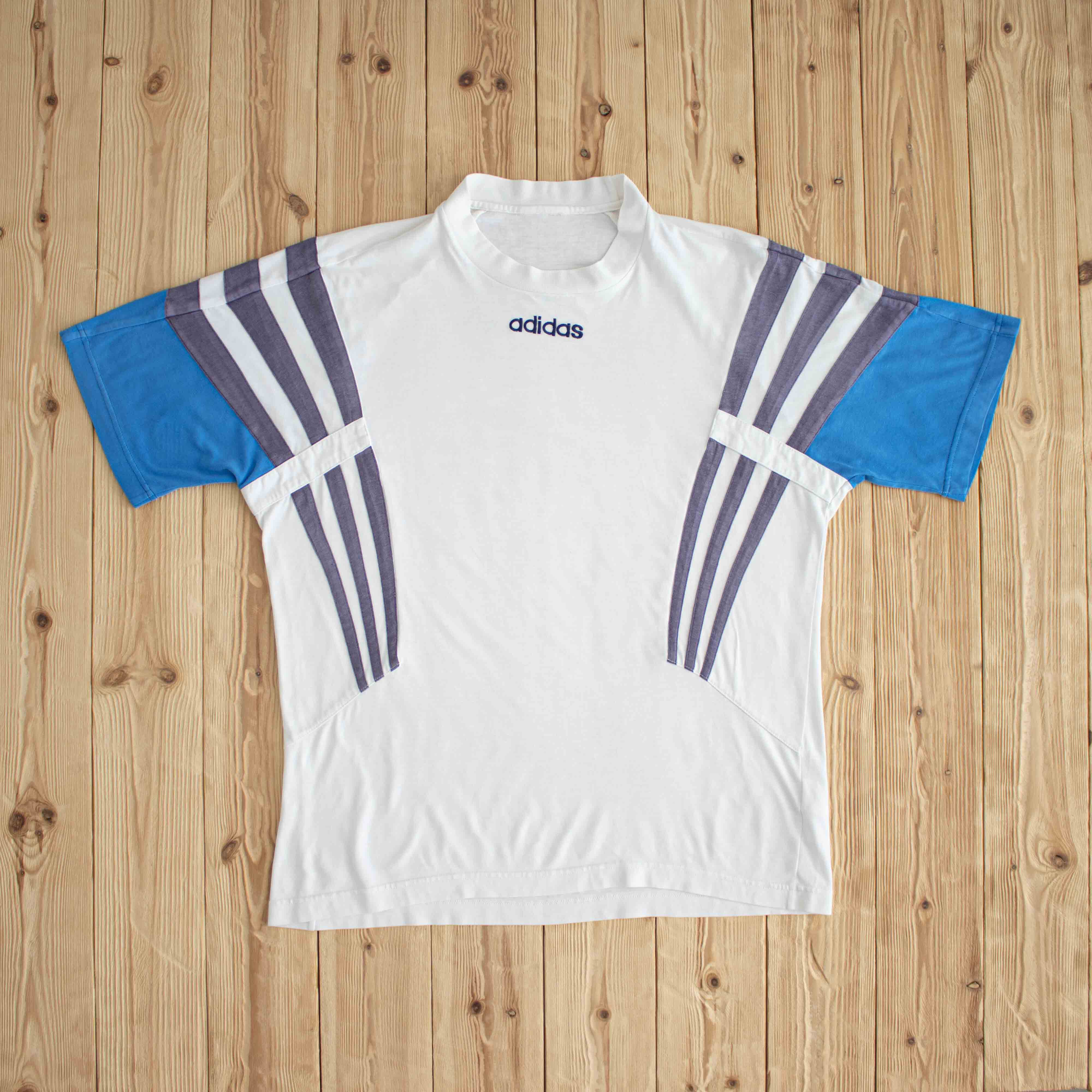 (L) Adidas Vintage Side Stripe Embroidered T-Shirt White