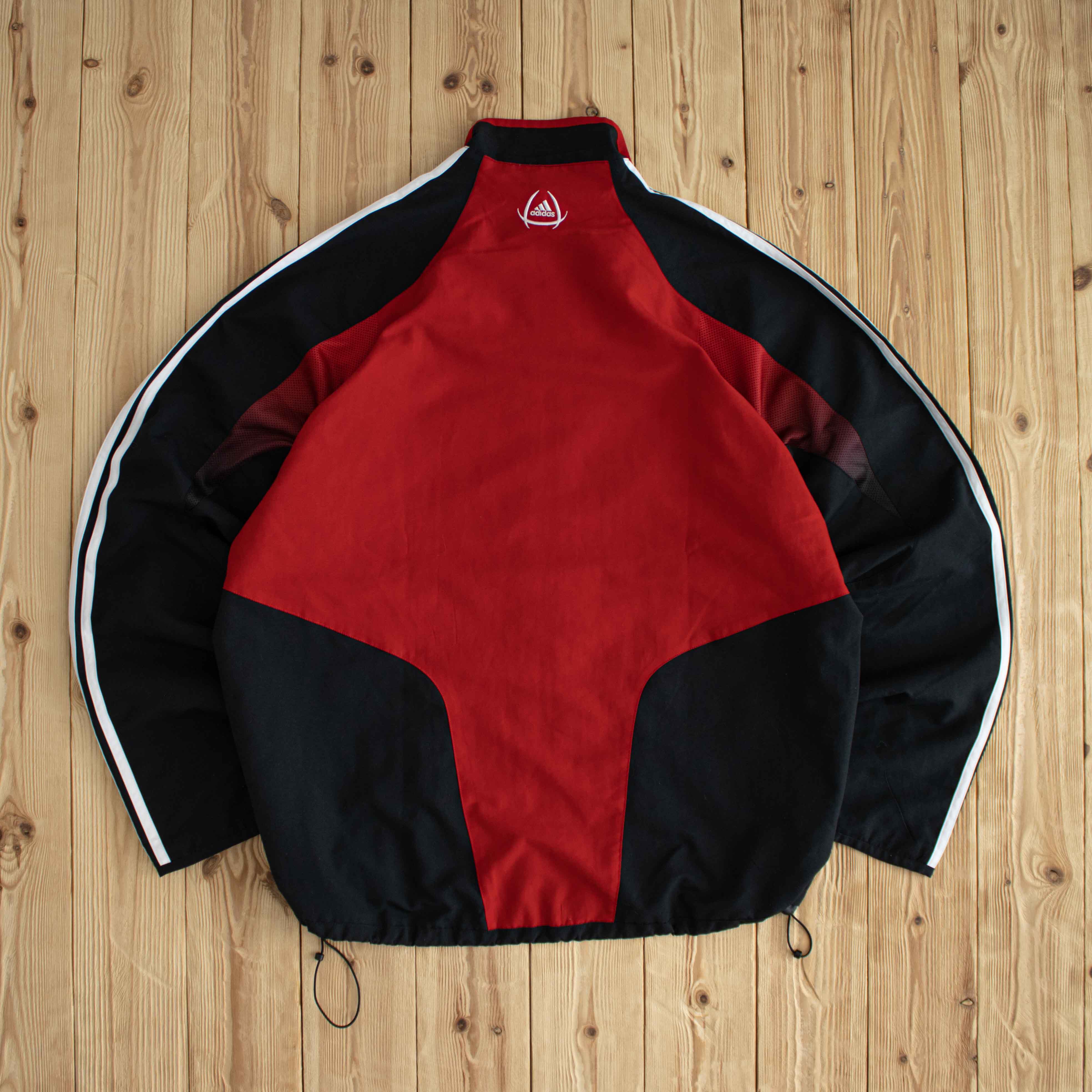 (L/XL) Adidas Vintage Embroidered Jacket Red Black