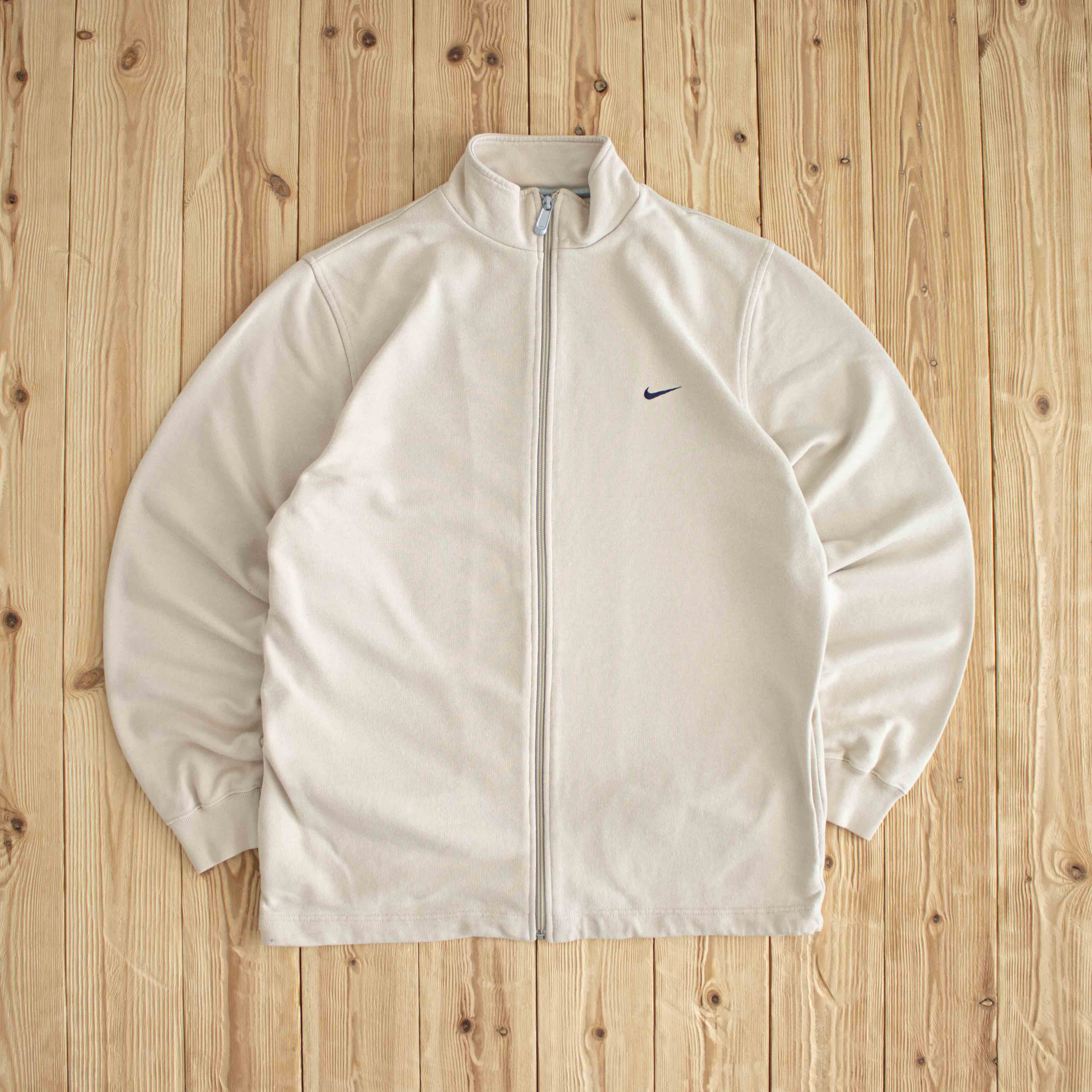 (M) Nike Vintage Embroidered Full-Zip Sweatshirt Beige