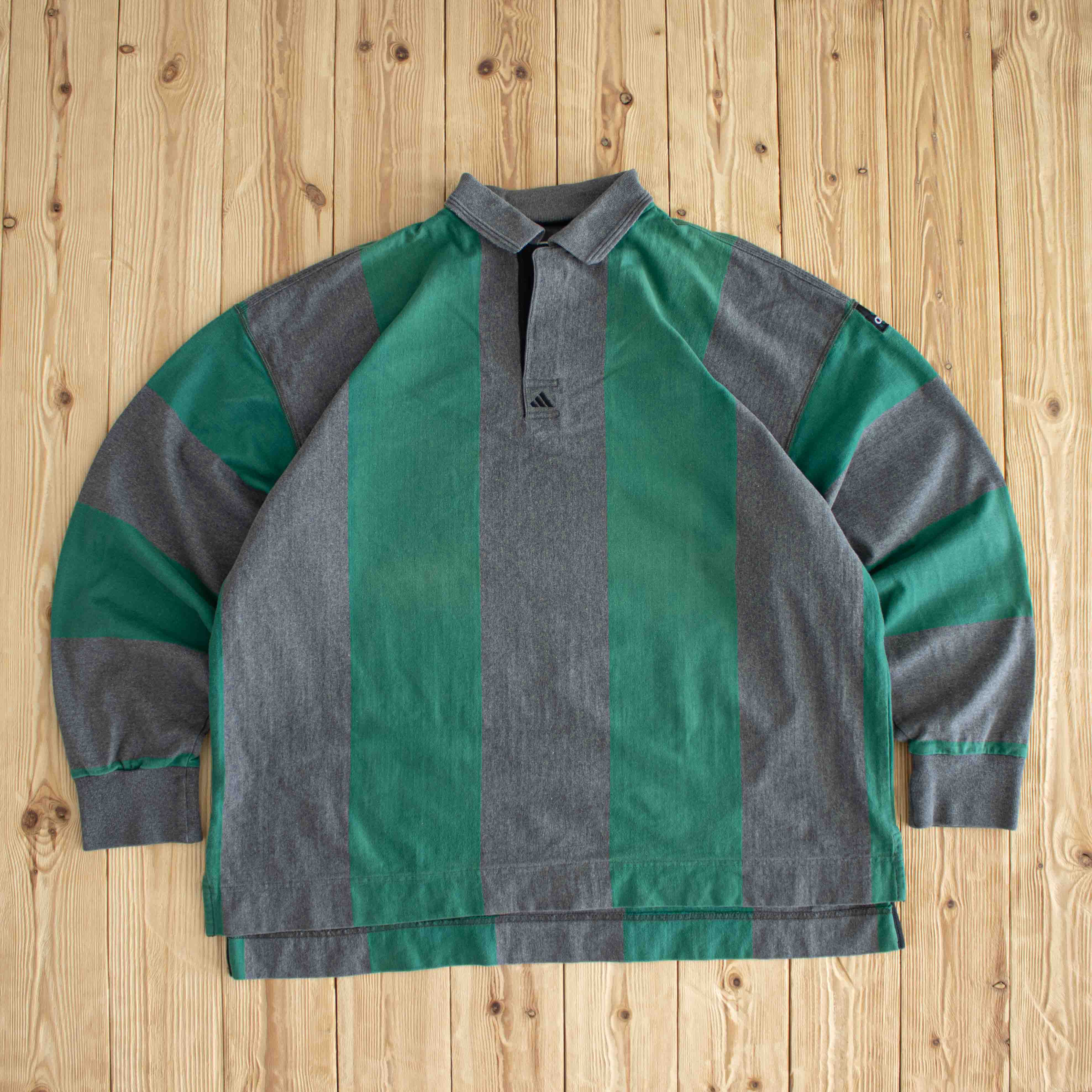 (XL) Adidas Equipment Vintage Embroidered Button Up Longsleeve Green/Gray