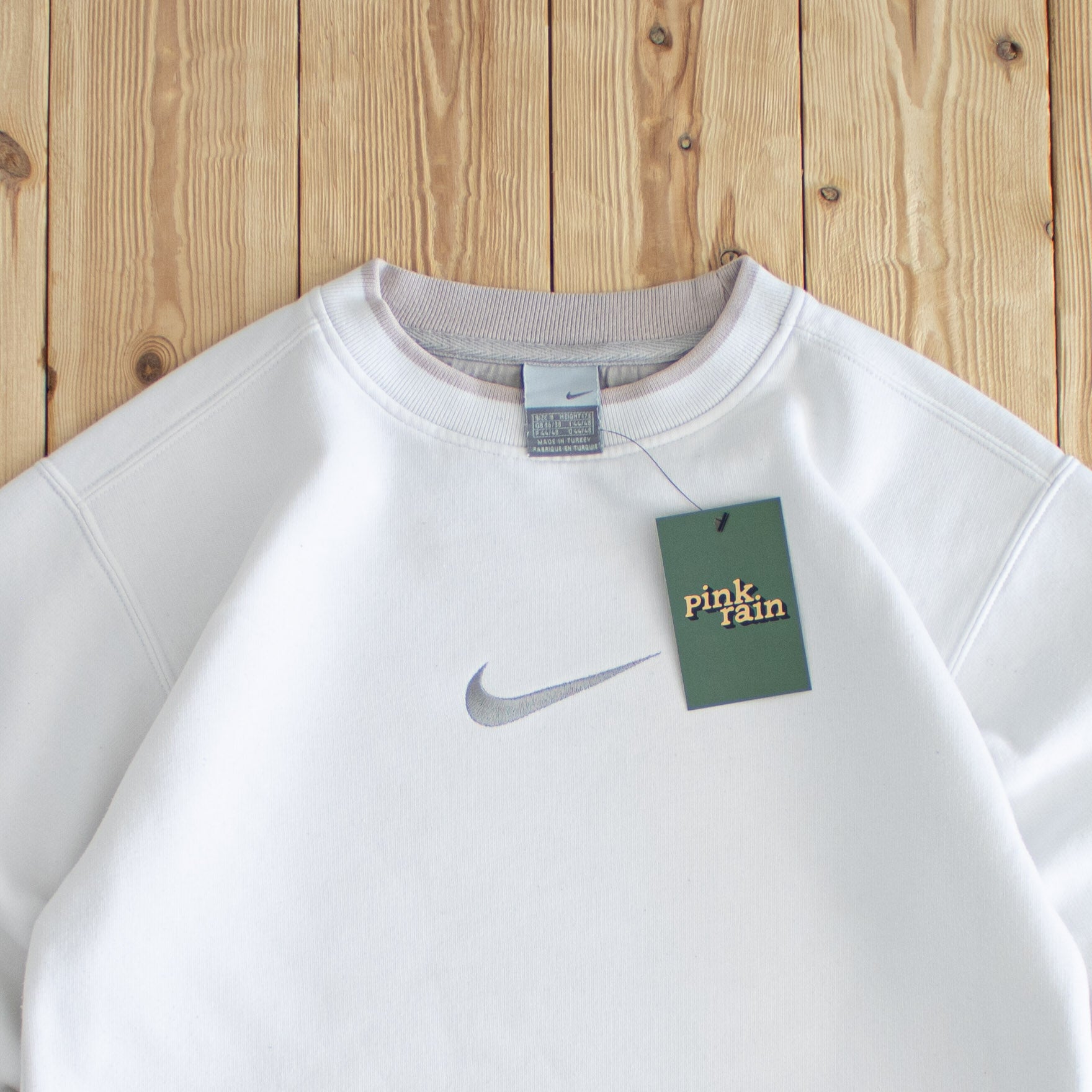 (S) Nike Swoosh Vintage Embroidered Sweatshirt White