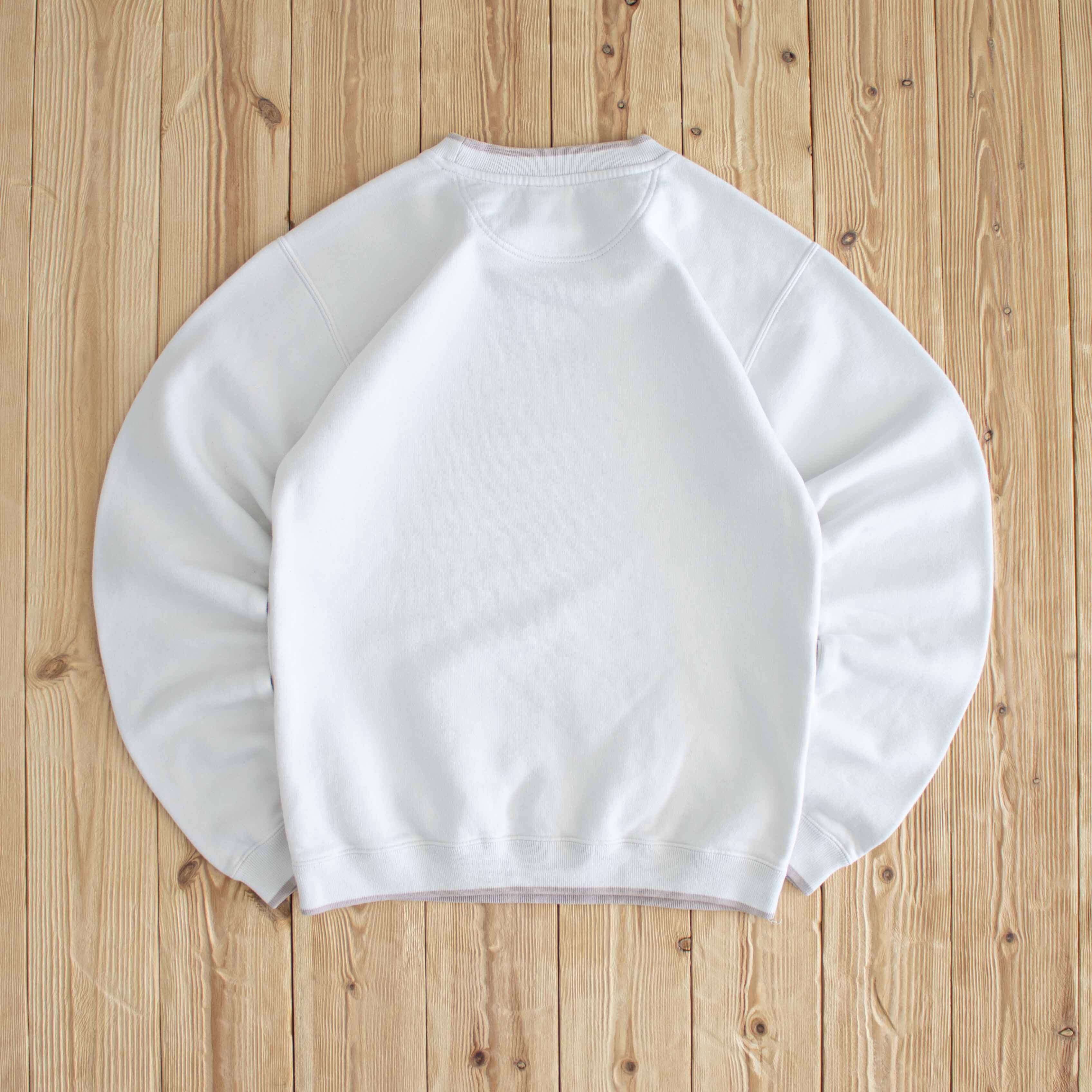 (S) Nike Swoosh Vintage Embroidered Sweatshirt White