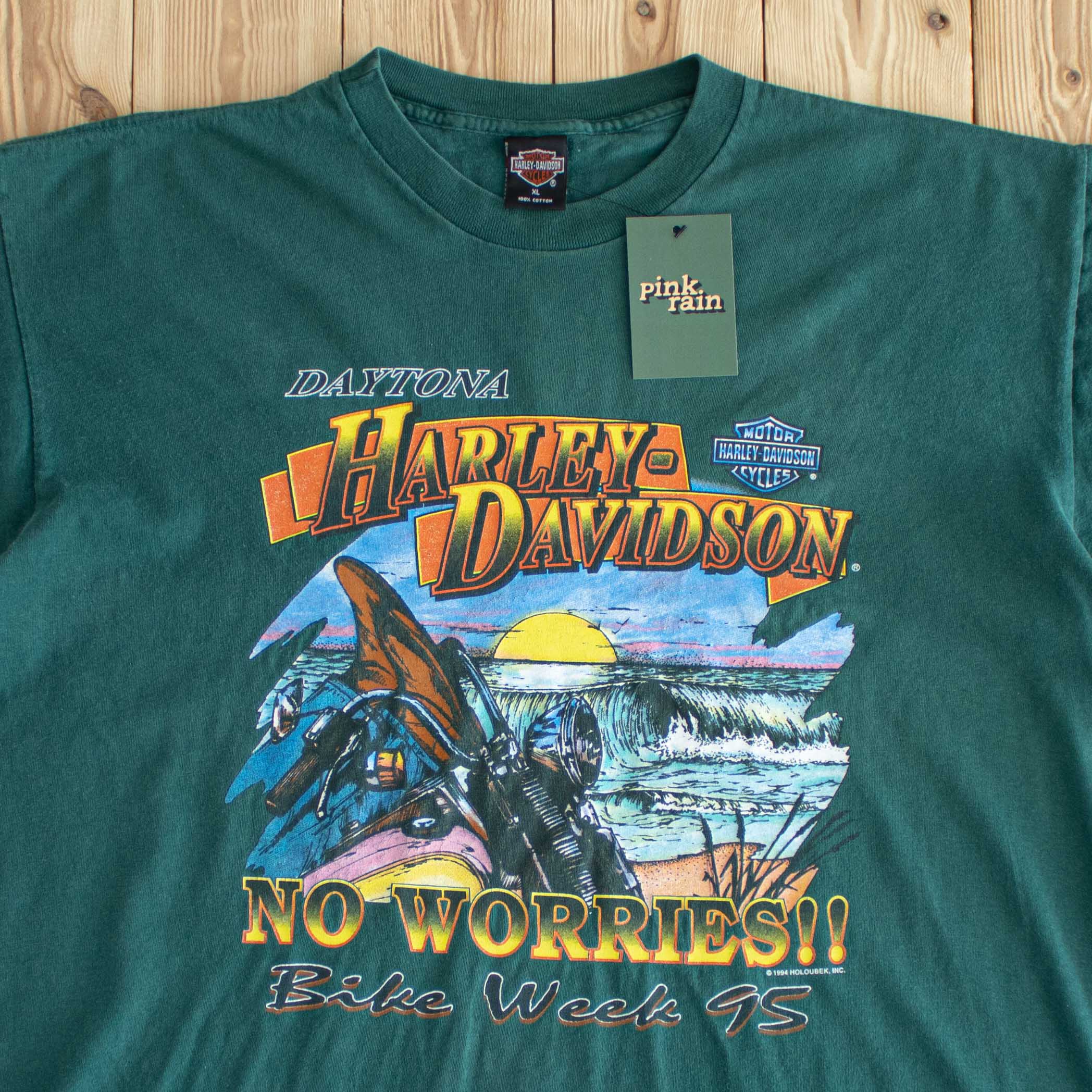 (L/XL) 1994 Harley Davidson Daytona Vintage T-Shirt Green