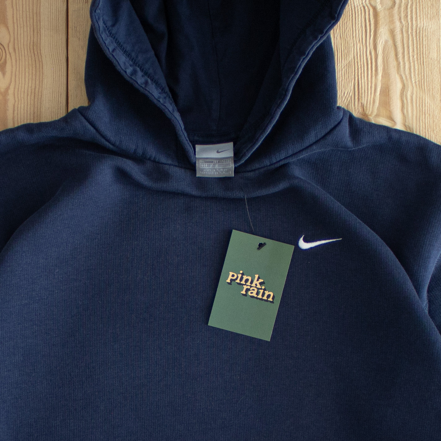 (S/M) Nike Vintage Essential Embroidered Hoodie Blue