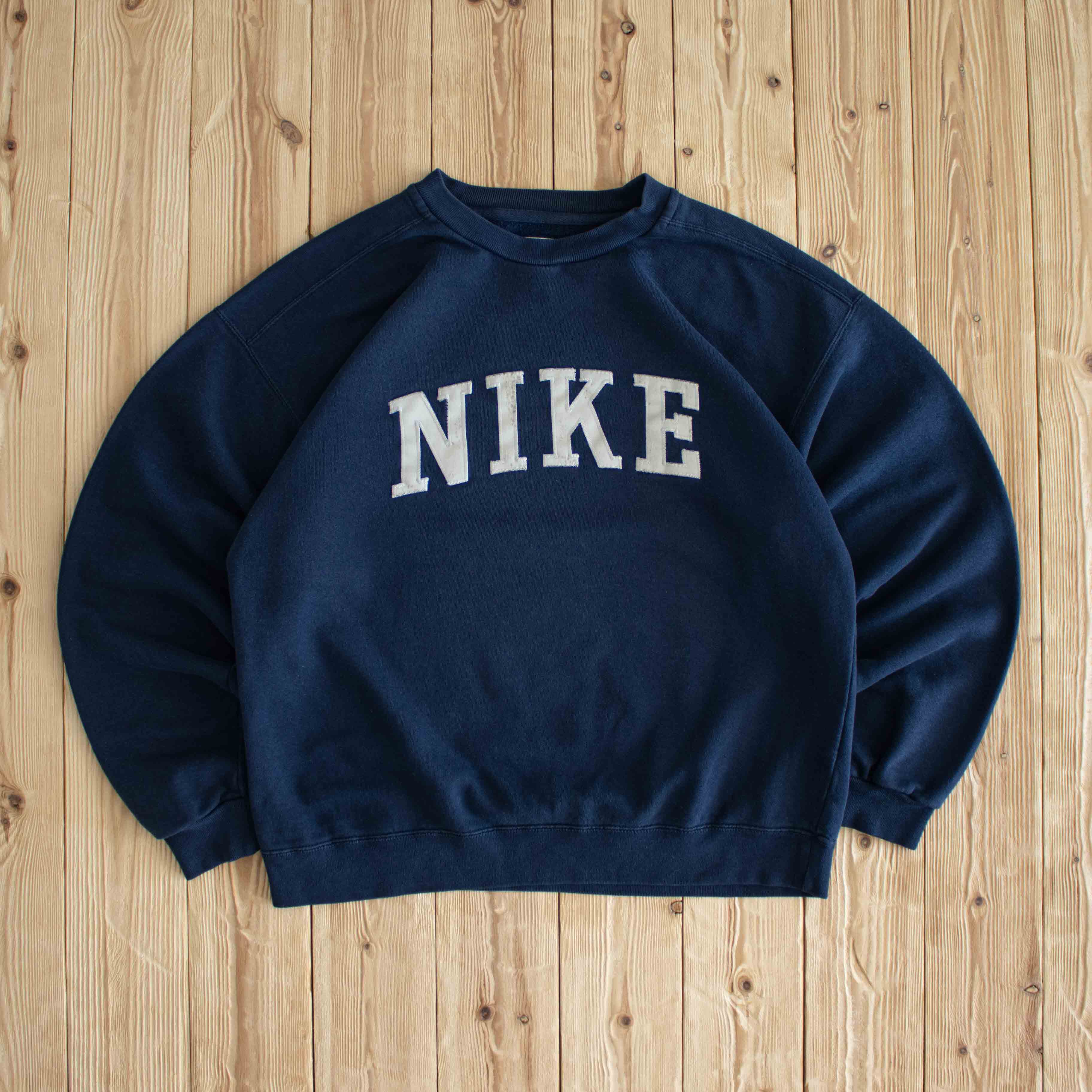 (M) Nike Spell Out Vintage Embroidered Sweatshirt Blue