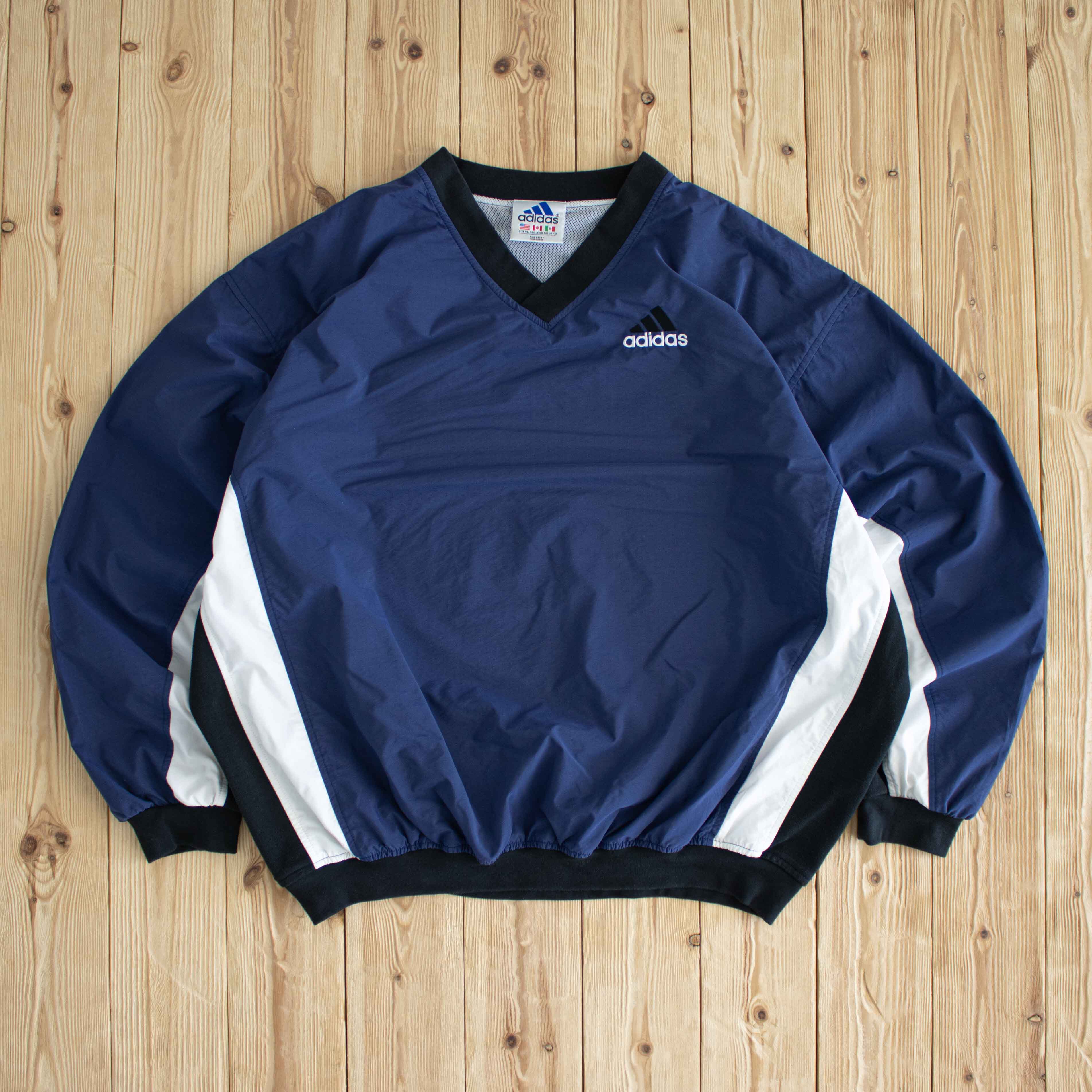(XL) Adidas Vintage Embroidered Windbreaker Blue