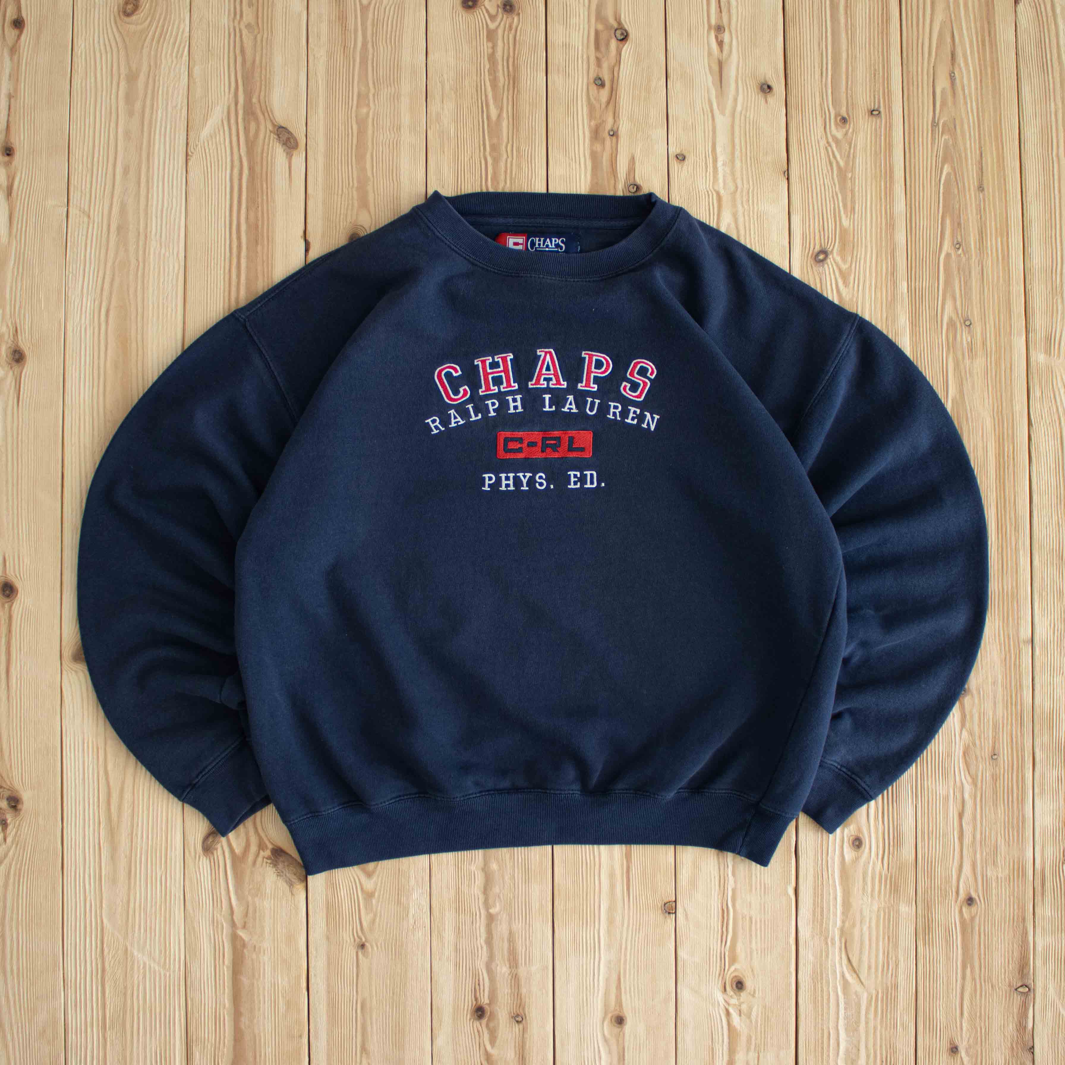 (M) Chaps Ralph Lauren Vintage Embroidered Sweatshirt Blue