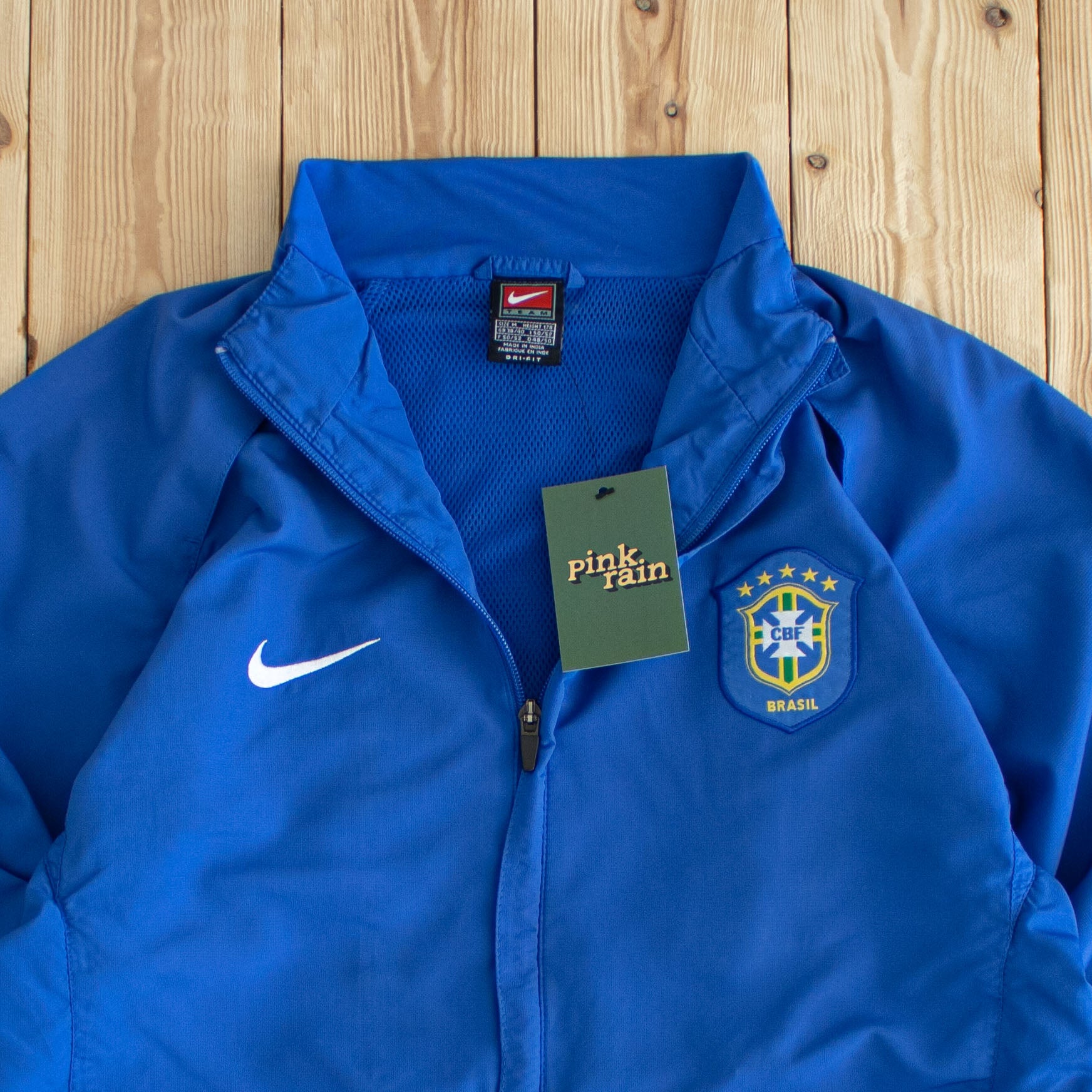 (S/M) Nike Brasil Vintage Embroidered Jacket Blue
