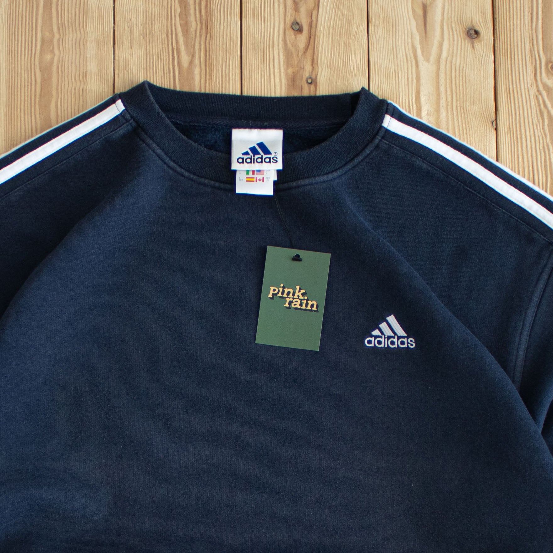 (L/XL) Adidas Vintage Essential Embroidered Sweatshirt Blue