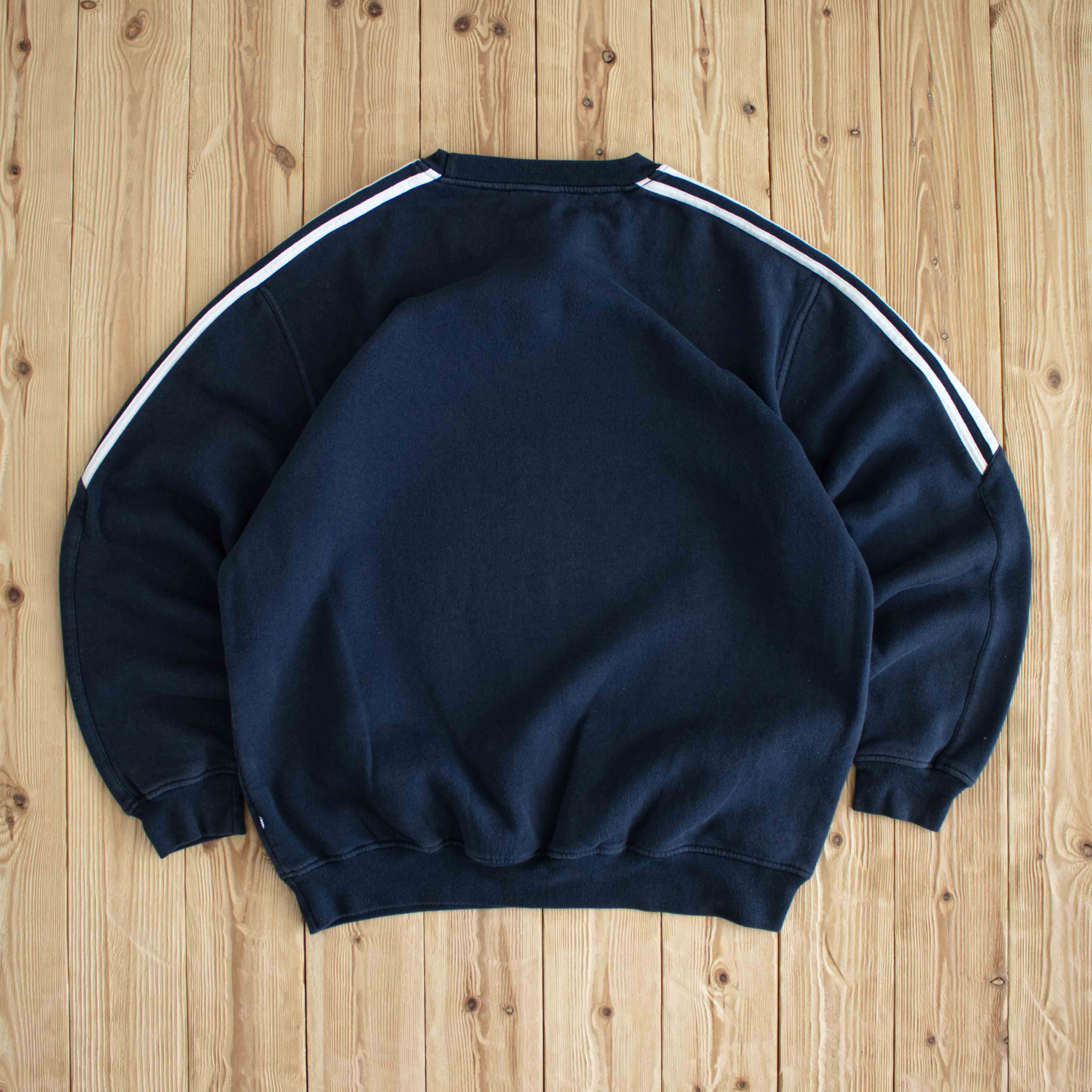 (L/XL) Adidas Vintage Essential Embroidered Sweatshirt Blue
