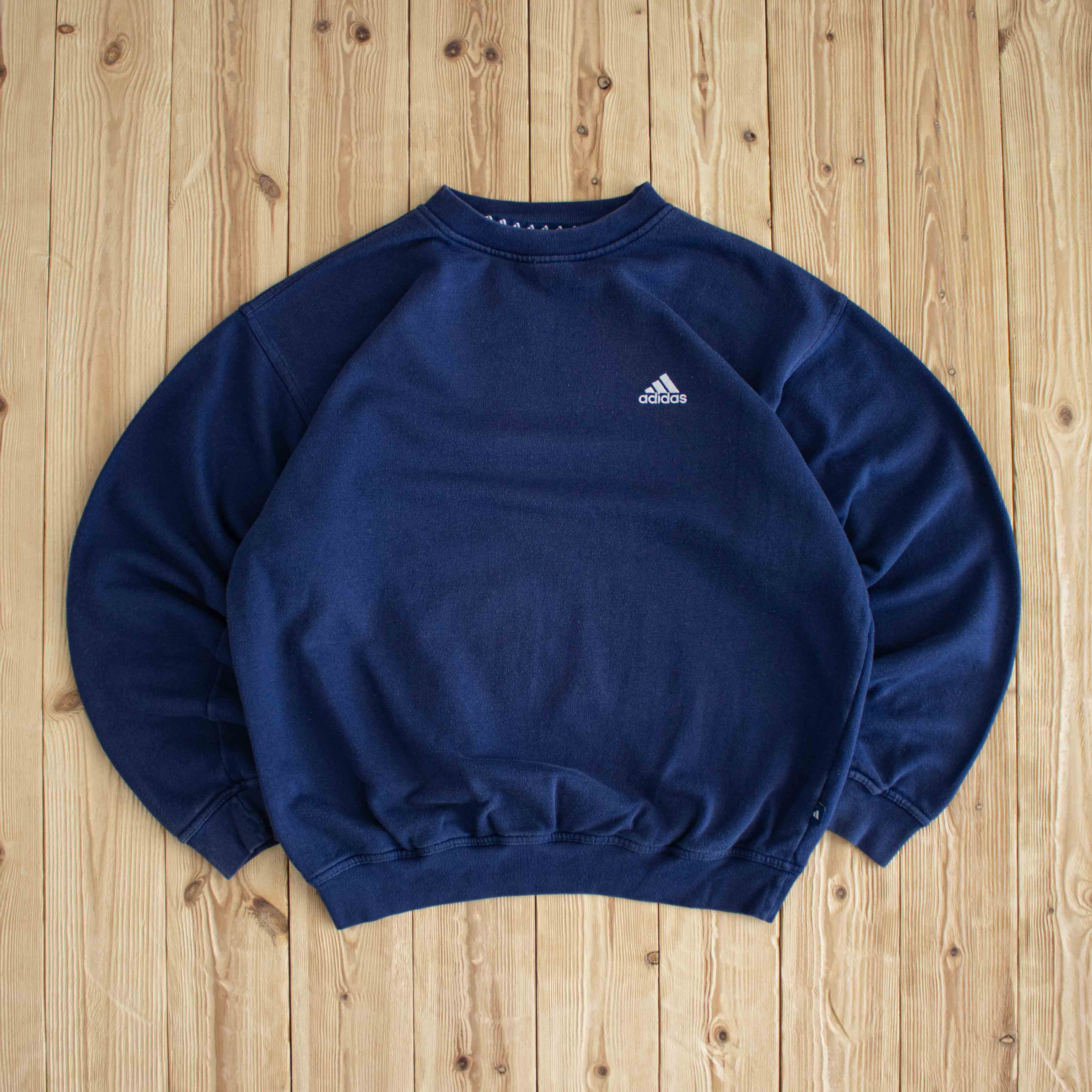 (L) Adidas Vintage Embroidered Sweatshirt Blue