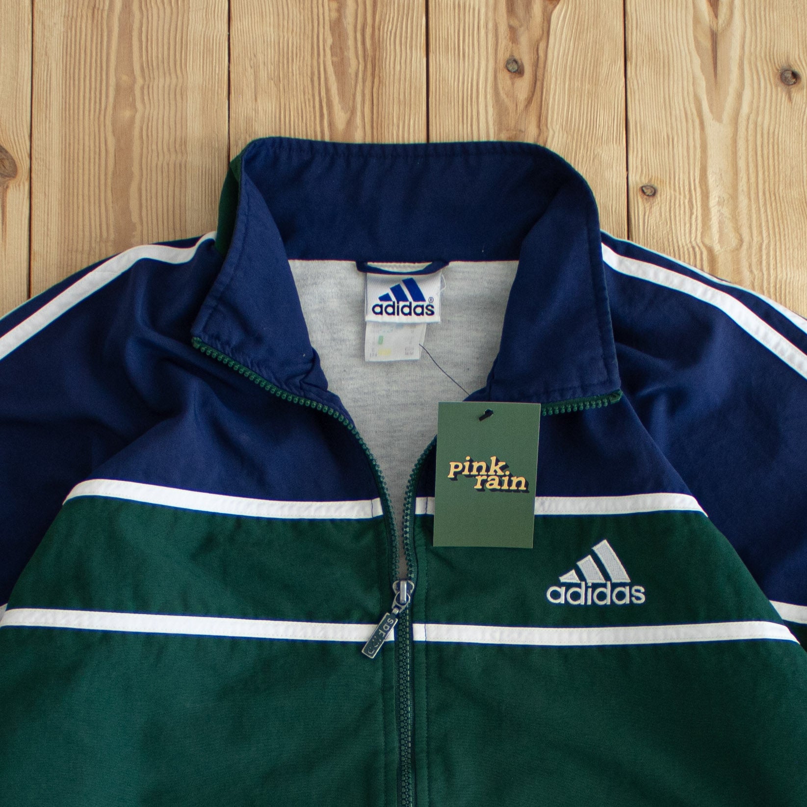 (M) Adidas Logo Vintage Embroidered Jacket Green