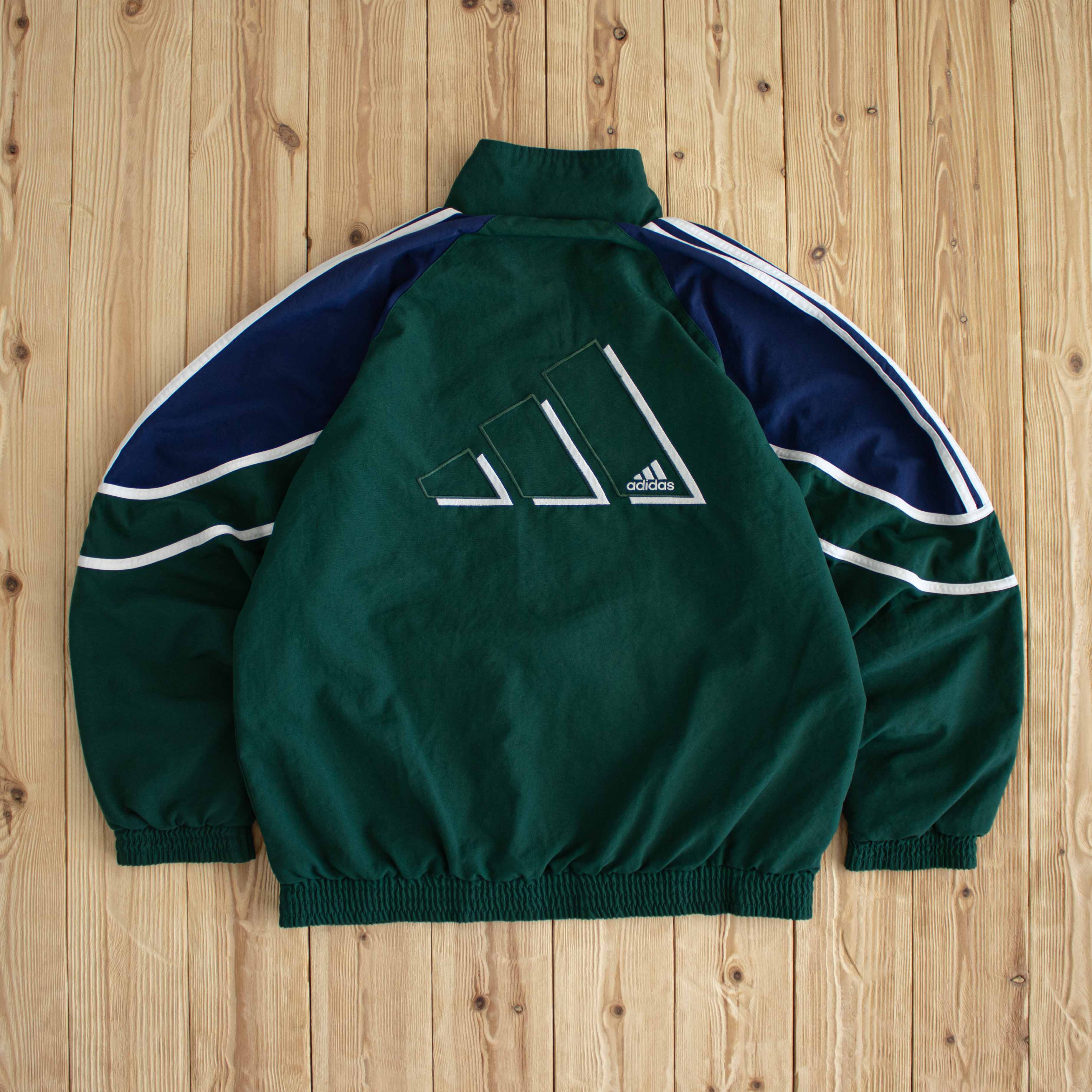(M) Adidas Logo Vintage Embroidered Jacket Green
