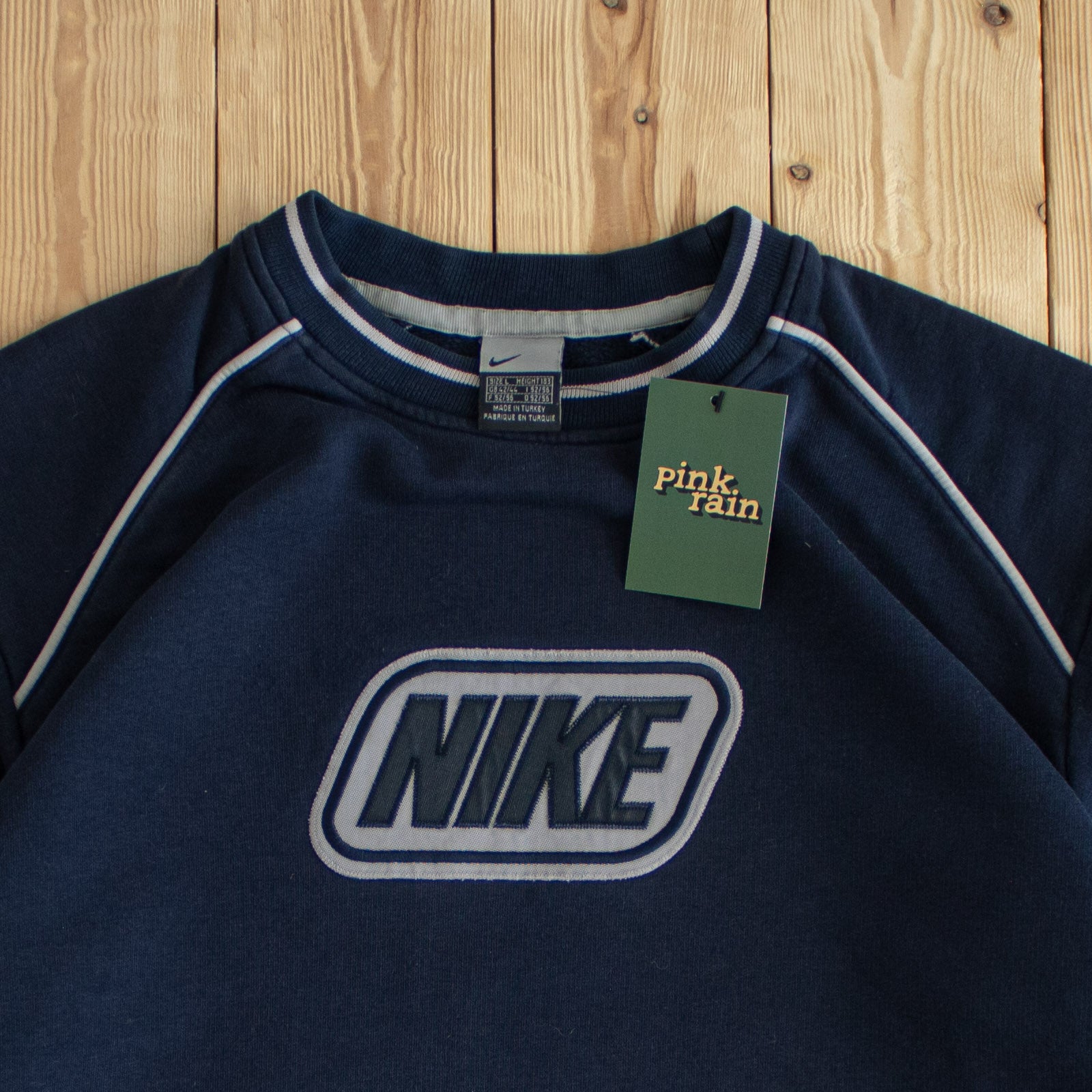 (M/L) Nike Spell Out Vintage Embroidered Sweatshirt Blue
