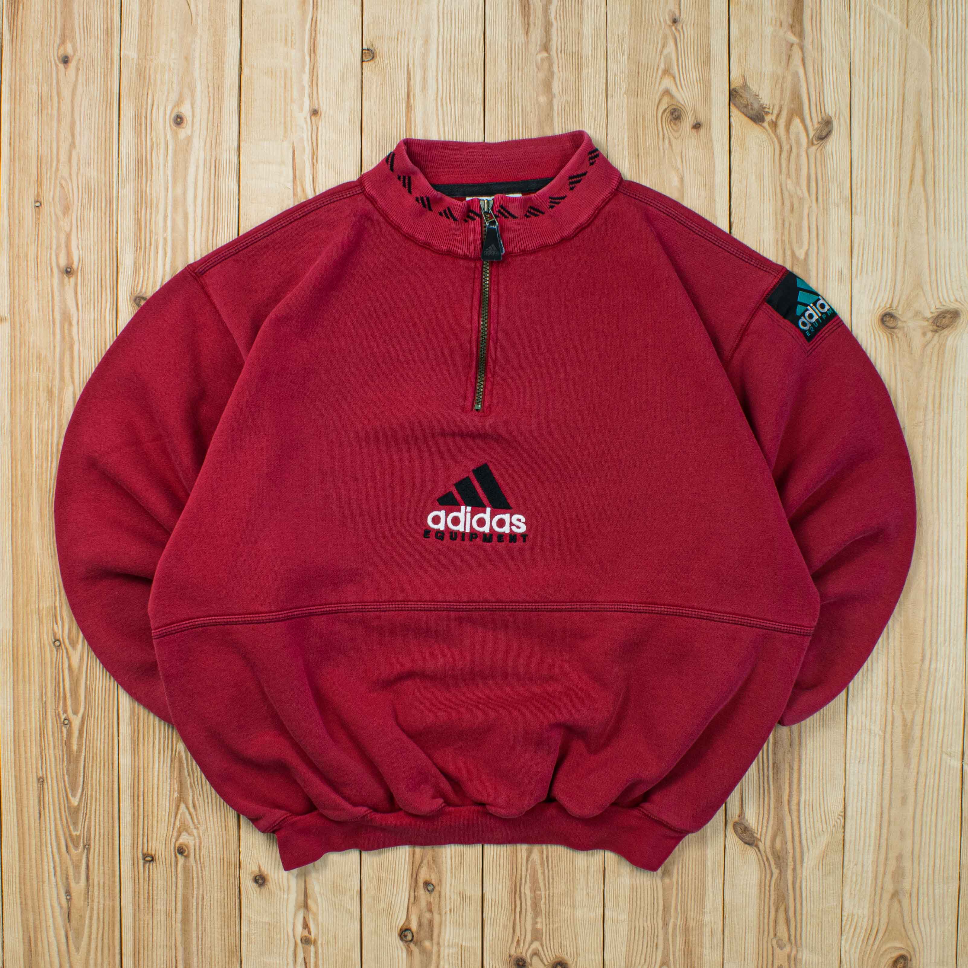 (L) Vintage Adidas Equipment Embroidered Quarter-Zip Sweatshirt