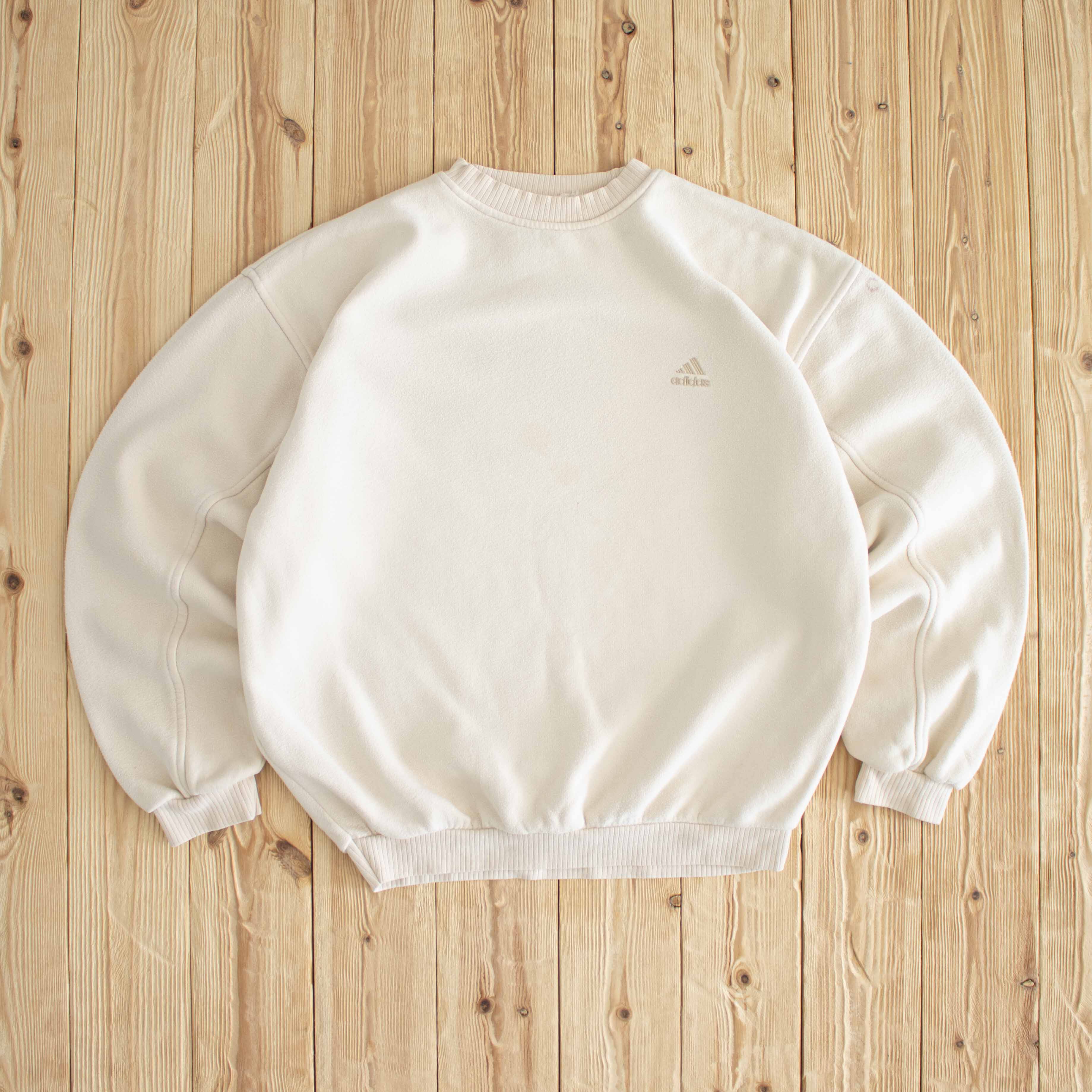 (M/L) Adidas Vintage Essential Embroidered Sweatshirt Beige