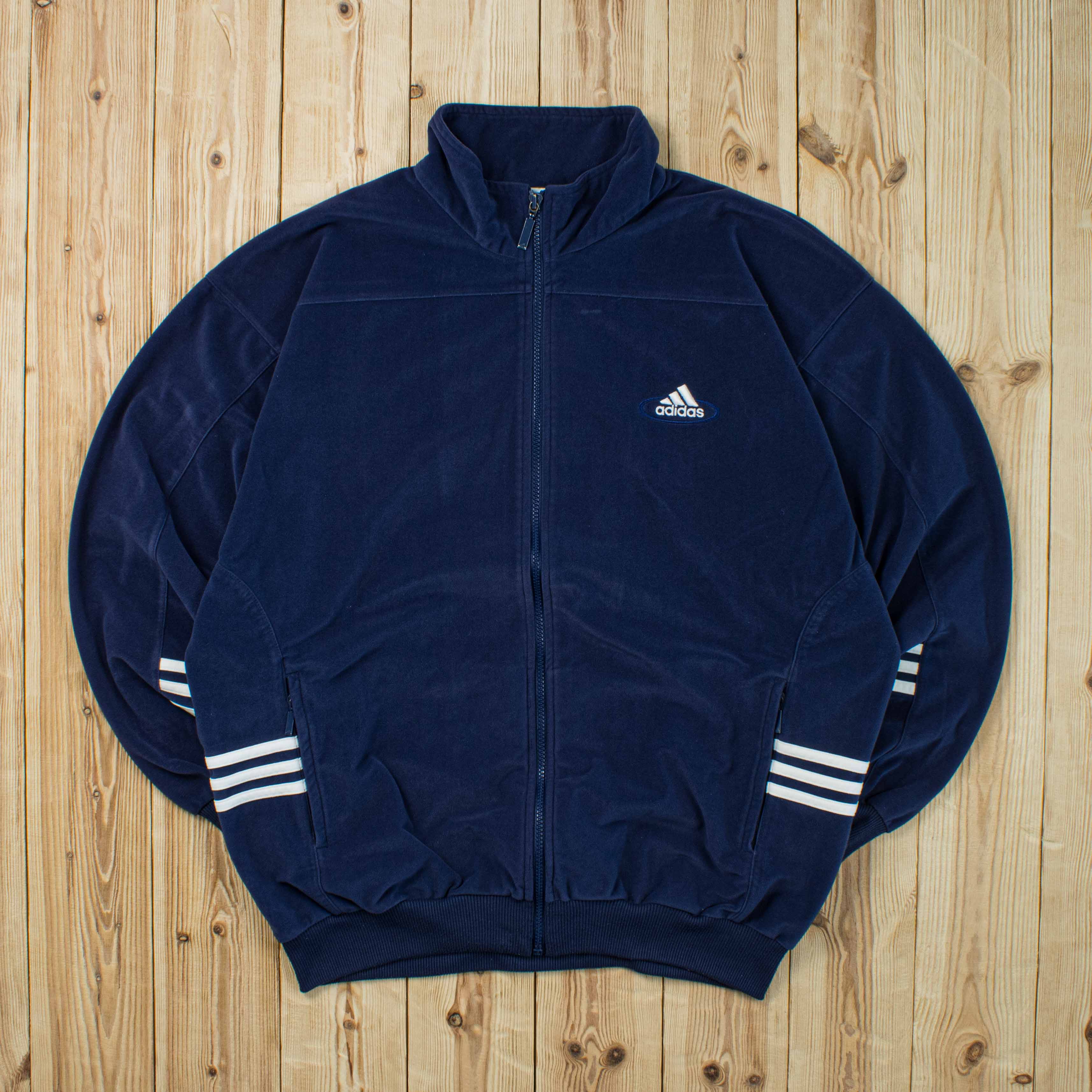 (M) Vintage Adidas Essential Embroidered Full-Zip Sweatshirt