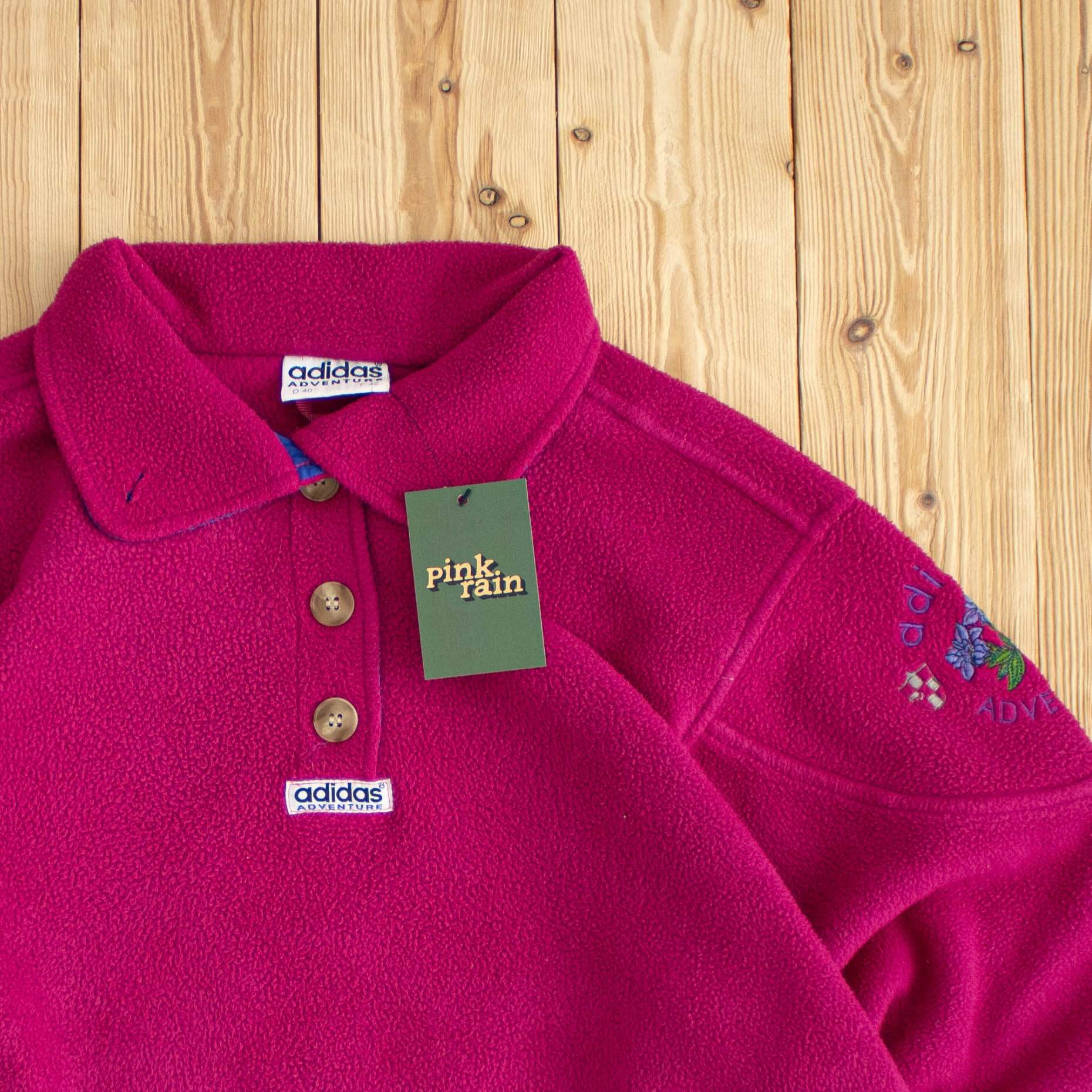 (M) Adidas Adventure Vintage Embroidered Fleece Pink